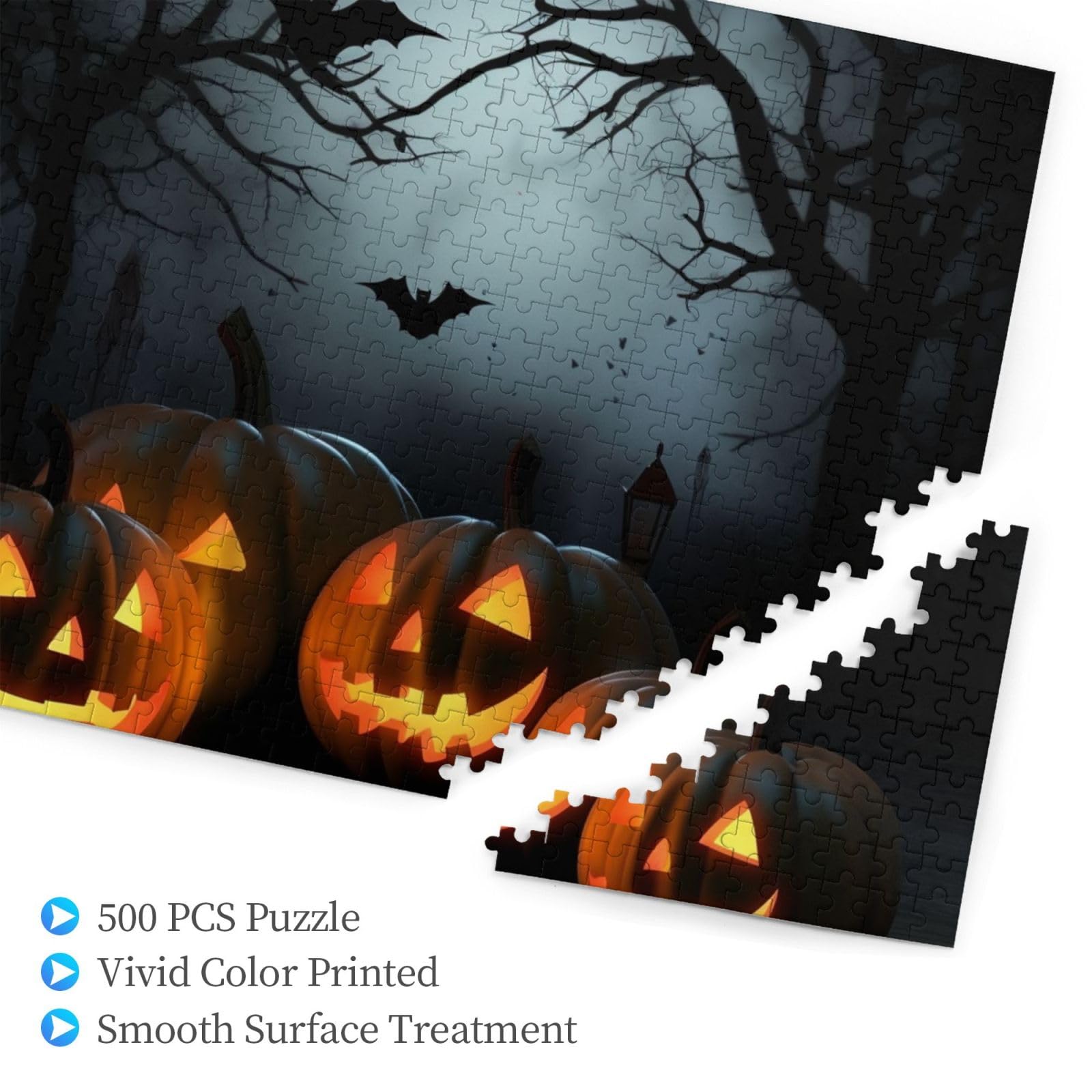 500-Piece Halloween Pumpkin Jigsaw Puzzle for Adults - Personalized Wooden Photo Puzzle, Classic Family Game (20.4
