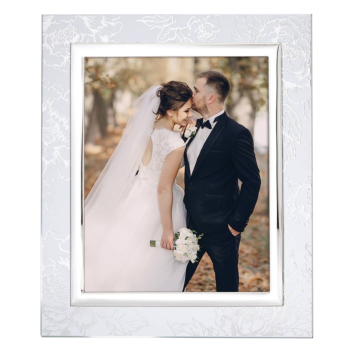 Silver Peony 8x10 Picture Frame - Elegant Home Decor for Photos, Artwork & Wall Display - Perfect for Living Room, Bedroom & Office Decor