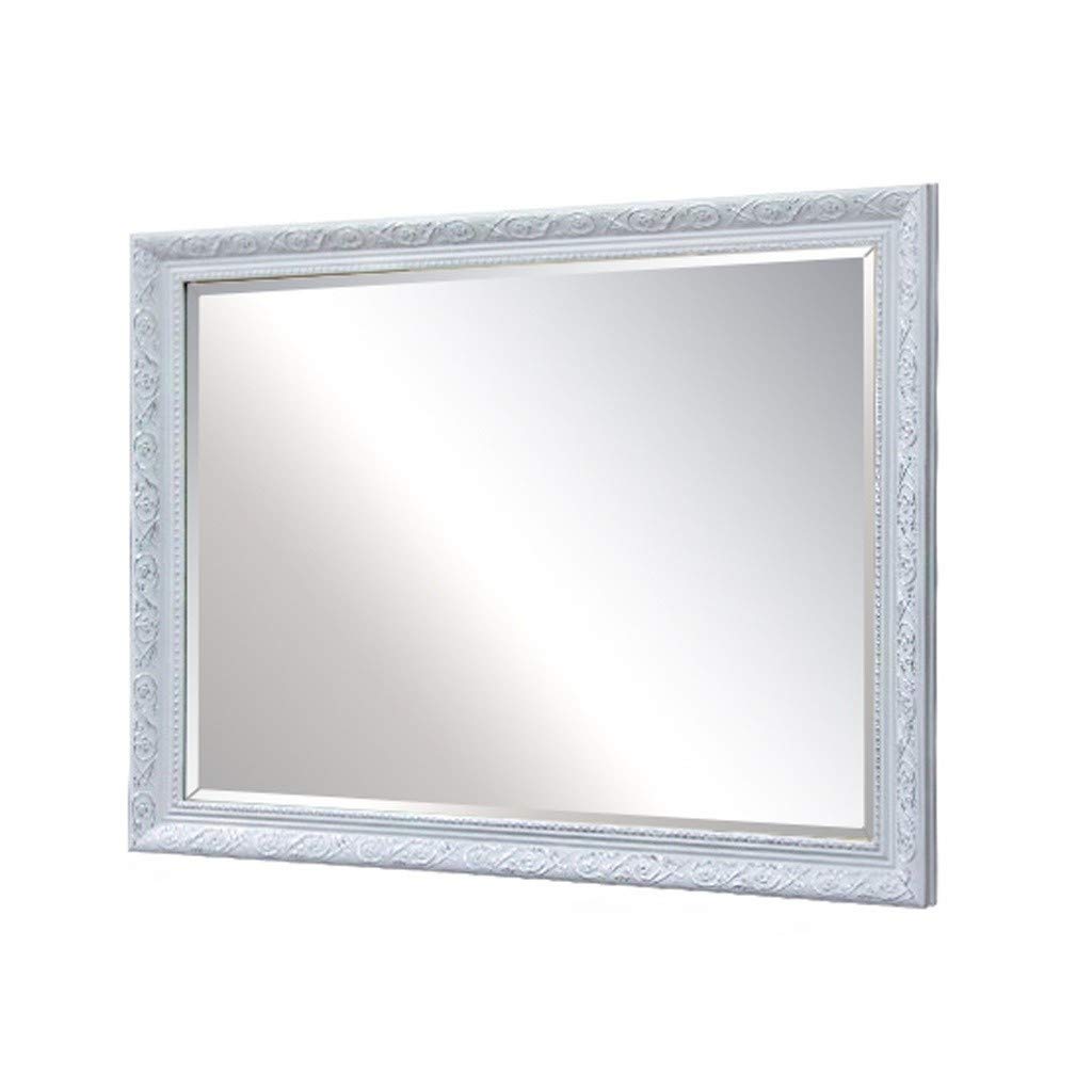 JN Large Vintage Carved Frame Wall Mirror - Silver 23.6x31.5 Inch, Ornate Modern Bathroom Vanity Mirror for Bedroom & Restroom Decor - Perfect for Dressing Areas, Hallways, and Home Decoration