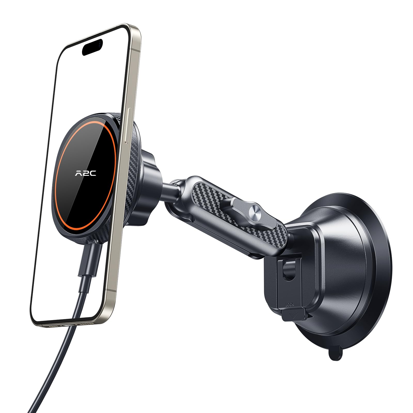 MagSafe Car Mount Charger - Magnetic Wireless Car Phone Holder with Vacuum Suction Cup for iPhone 16/15/14/13/12 Series | Fast Charging, Secure Mount for Driving & Navigation
