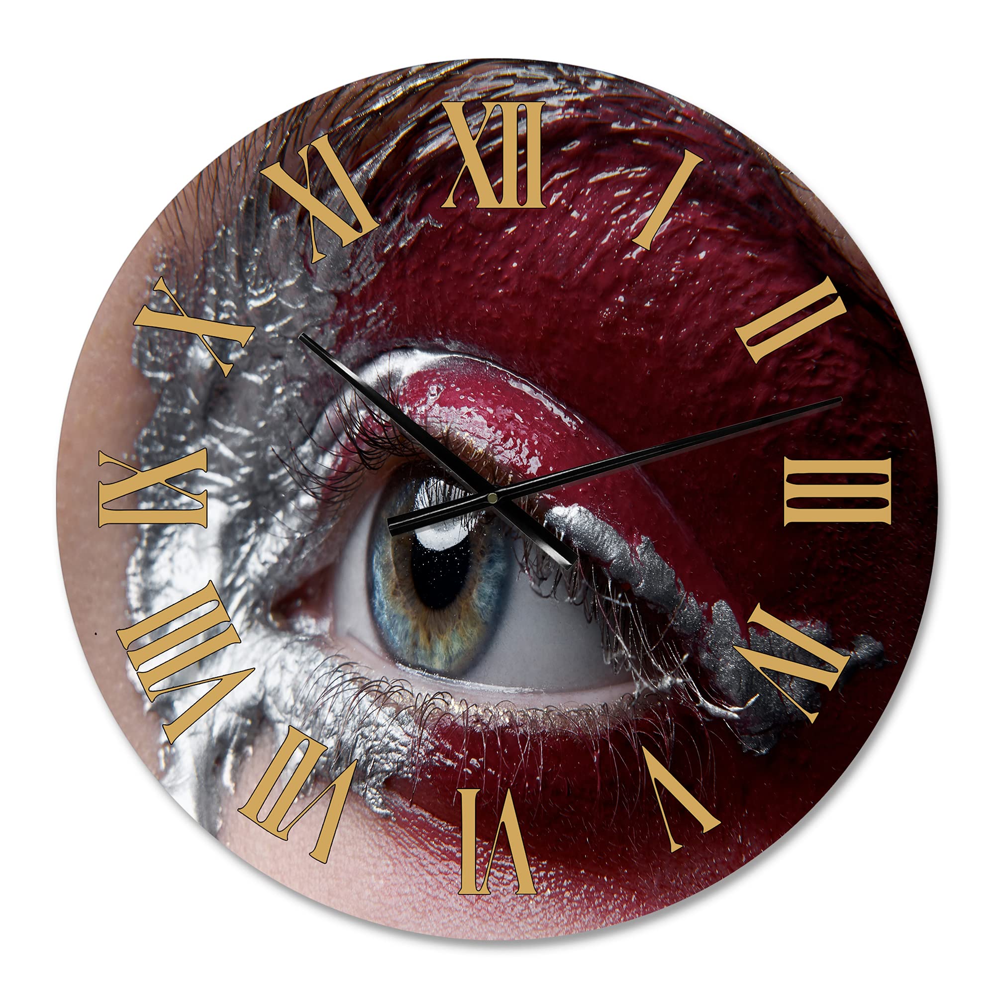DesignQ Modern Wall Clock - Large Retouched Photo Clock for Bedroom, Living Room, and Office Decor
