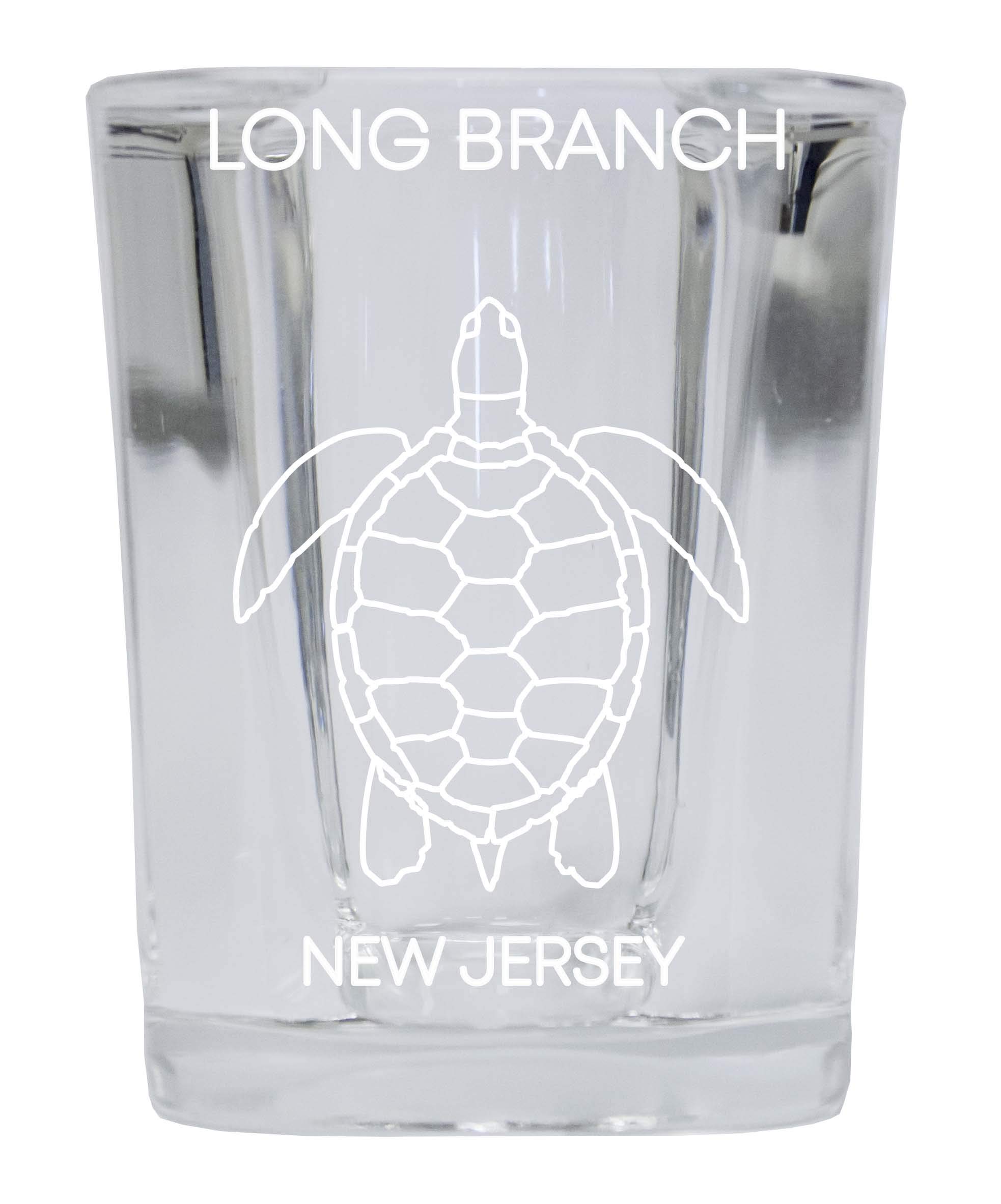 Long Beach City Beach California Souvenir 2 Ounce Square Shot Glass with Laser Etched Turtle Design - Perfect for Beach Parties and Coastal-Themed Gifts
