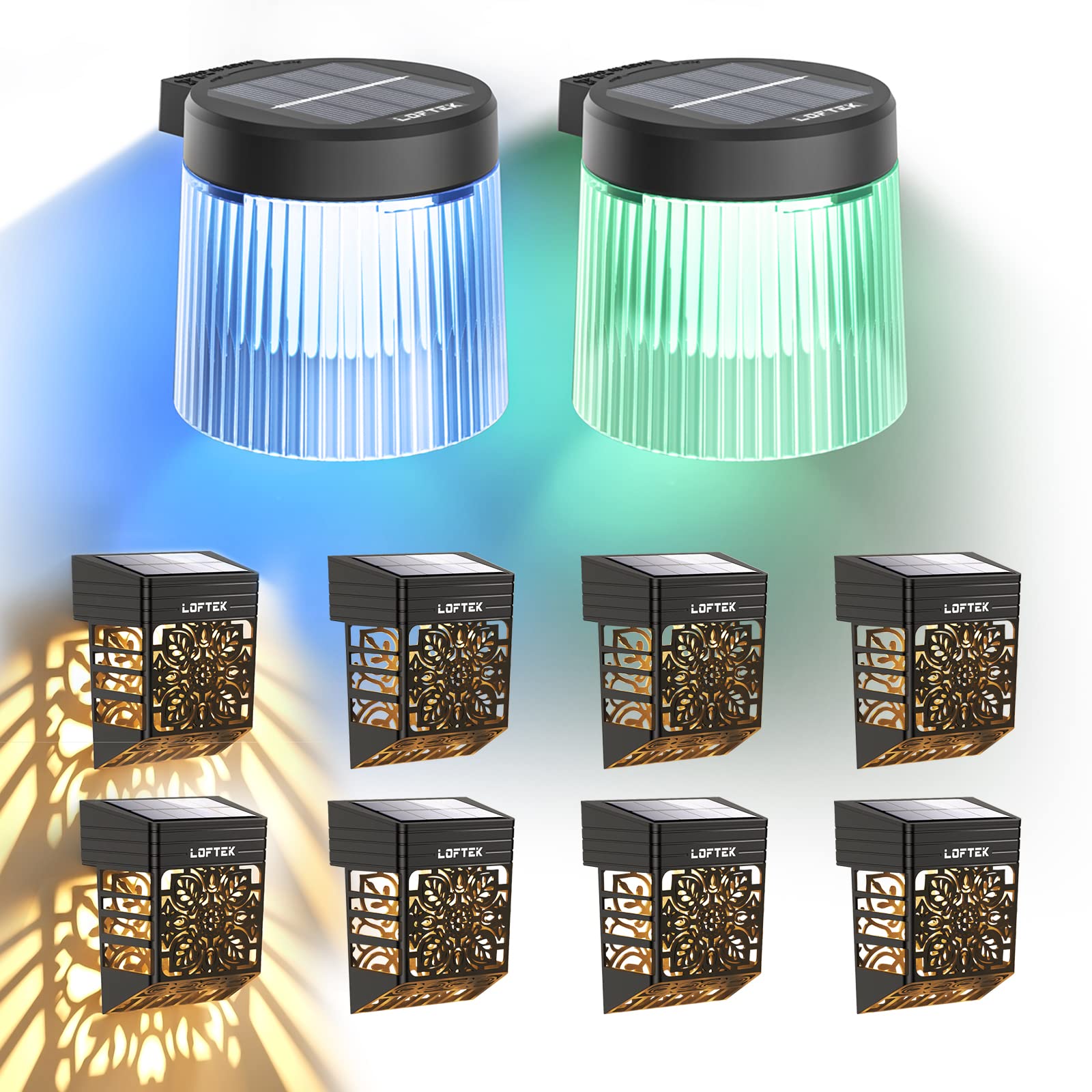 LOFTEK Solar Deck Lights 8 Pack - Waterproof Outdoor Garden Lights for Patio & Pathway