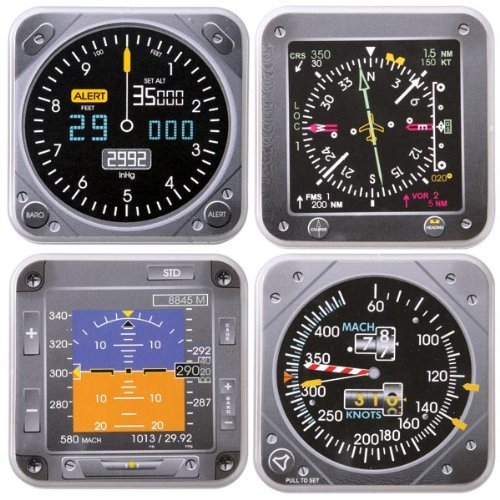 Vintage Style Aircraft Instrument Coasters Set of 4 - Unique Aviation Themed Drink Coasters for Beer, Cocktails & Coffee - Perfect for Pilots, Aviation Enthusiasts & Home Bar Decor