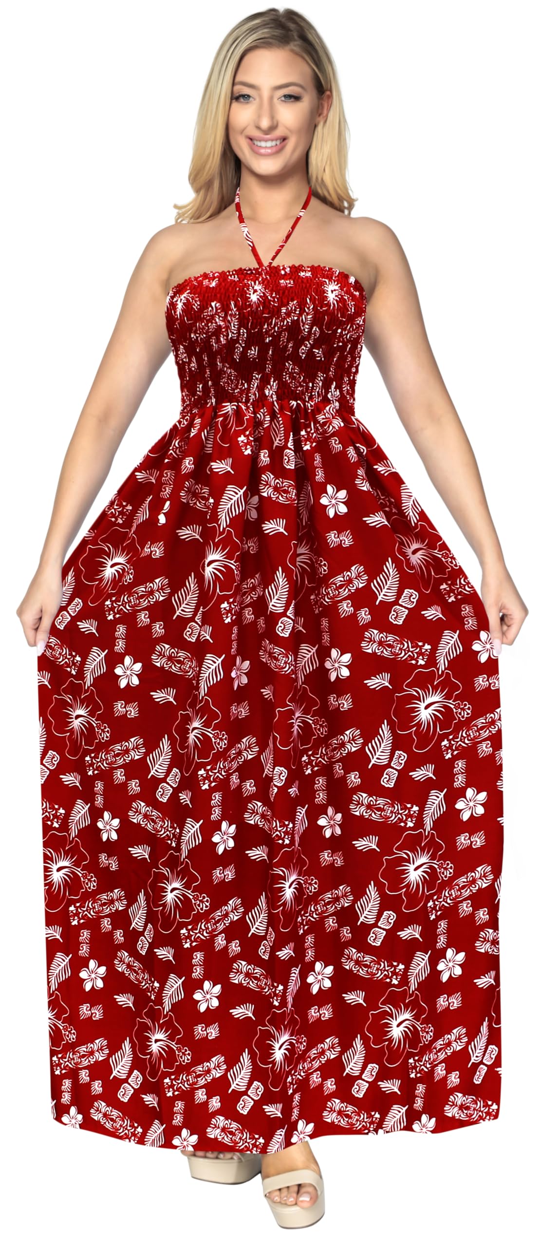 LA LEELA Women's Tube Dress Flowy Maxi Top - Summer Beach Cover Up, Boho Chic Outfit for Vacation & Party Wear