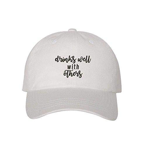 Drinks Well with Others Embroidered Baseball Cap - Funny Drinking Hat for Parties, Bars & Social Gatherings