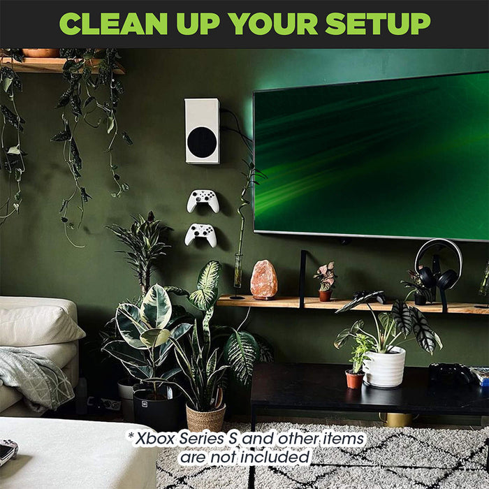 HIDEit Xbox Series S Wall Mount - Black | Secure Vertical or Horizontal Mounting for Microsoft Xbox Series S Console | Includes Headset Holder | Perfect for Gaming Setup & Space Saving