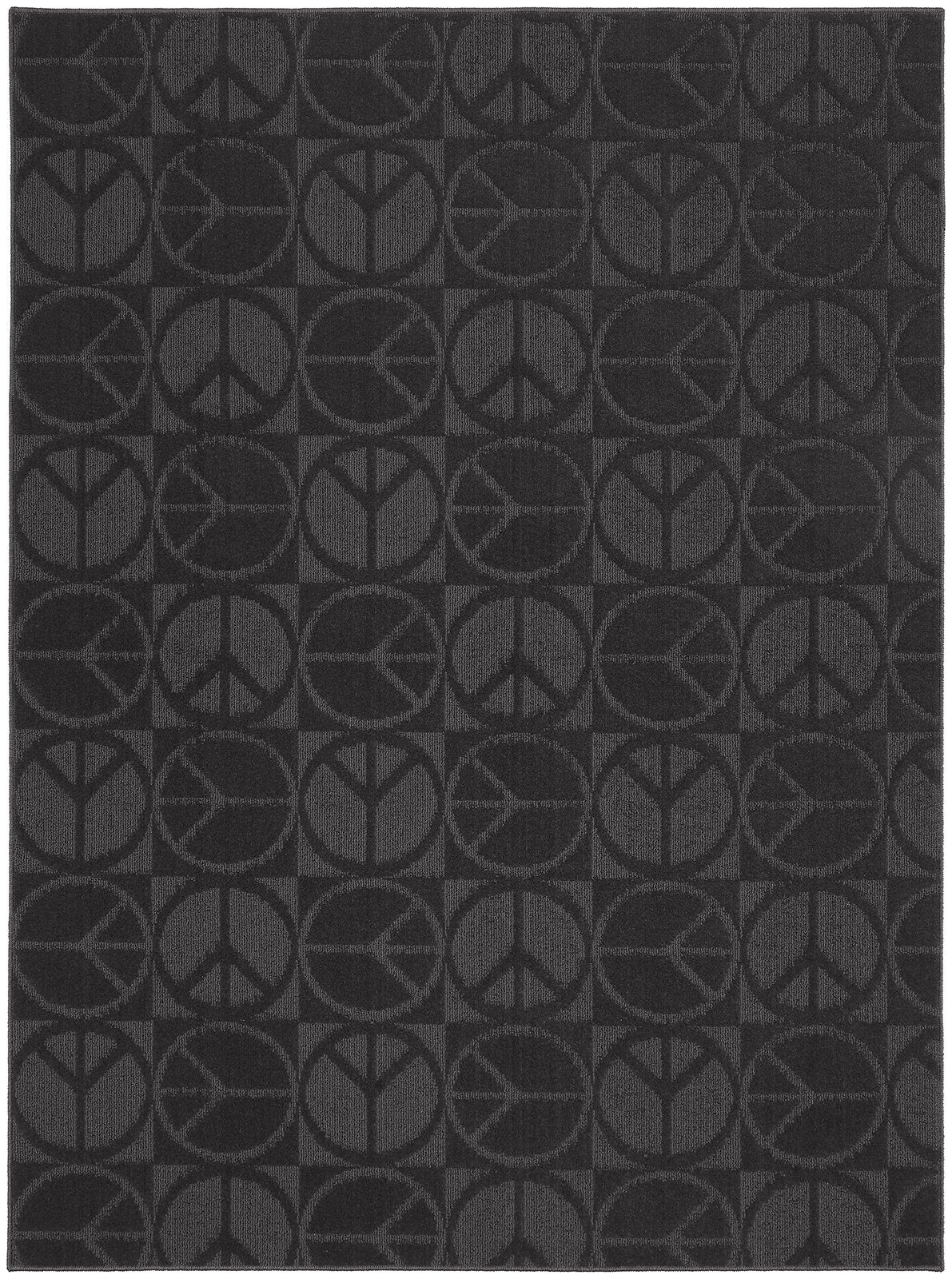 Garland Rug Large Peace 5'x7' Black Area Rug - Soft Non-Slip Living Room Carpet for Bedroom, Office & Home Decor