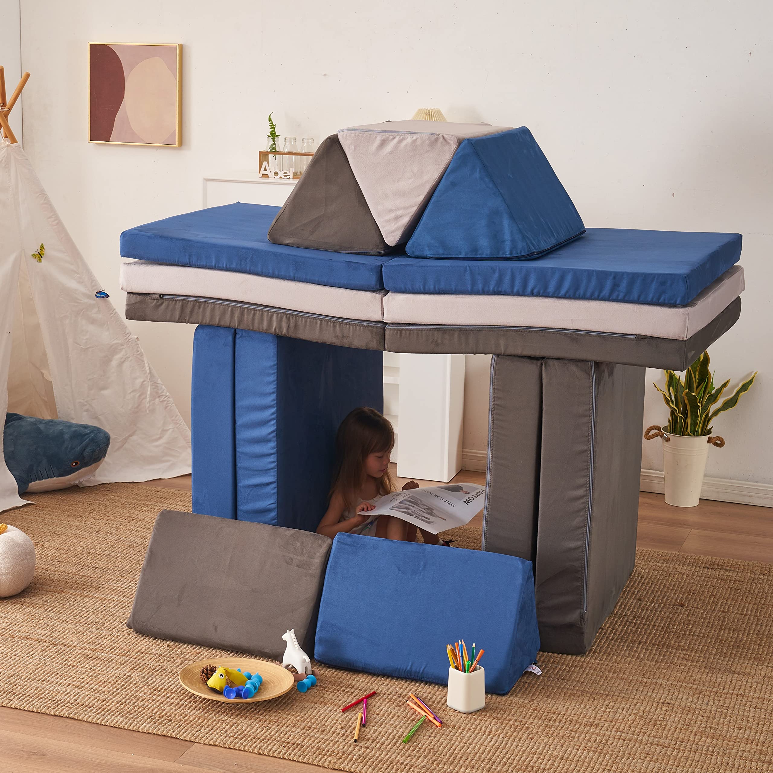 Jela Kids Couch Extended Size 8PCS Modular Foam Play Sofa for Family - 66