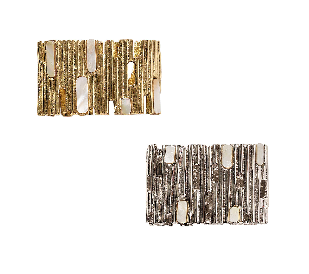 Elegant Matrix Napkin Rings Set of 4 - Stainless Steel Silverware Holders for Formal Dining, Holiday Table Decor, and Wedding Place Settings