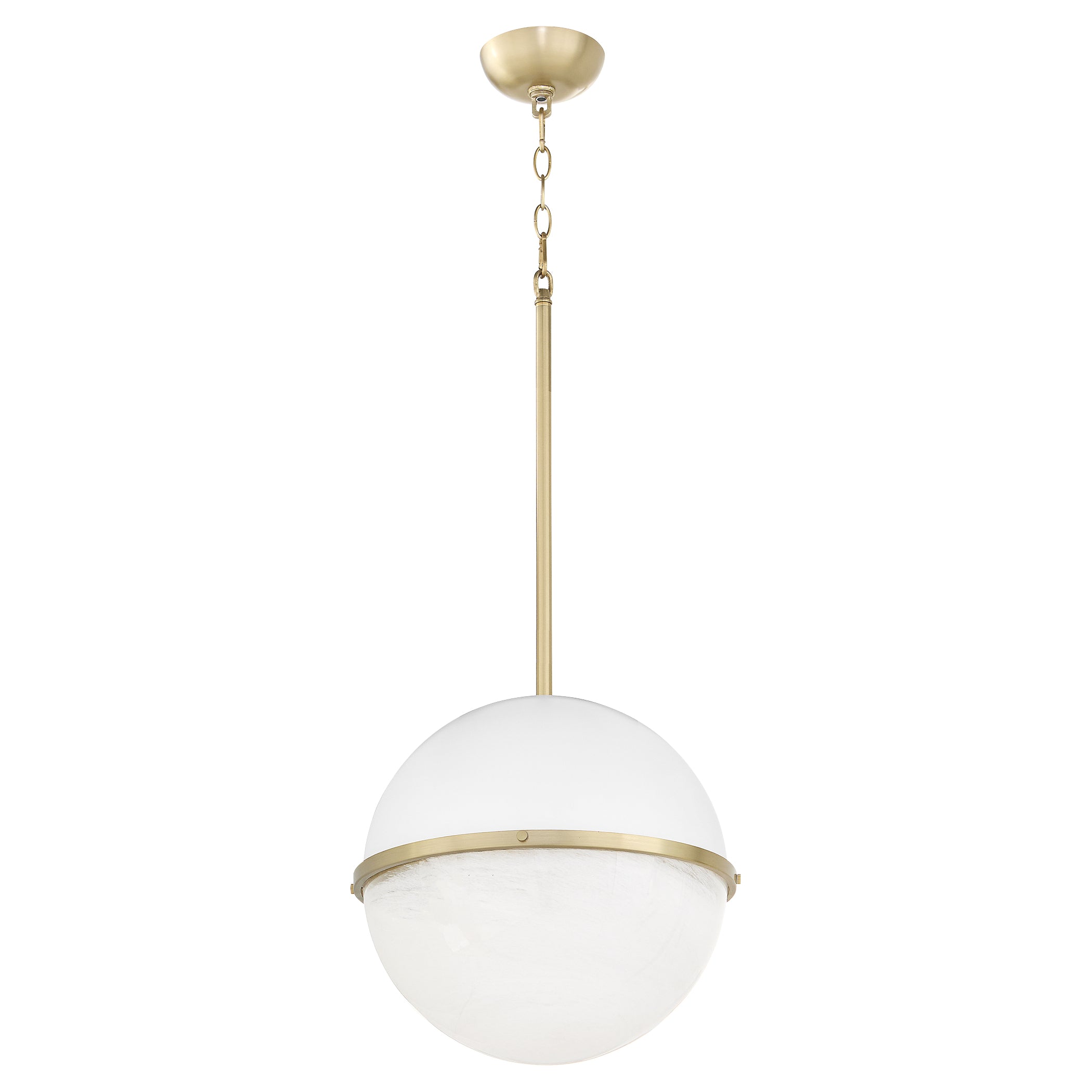 1 Light Pendant Studio White with Aged Brass Finish - Modern Ceiling Light Fixture for Living Room, Bedroom, or Dining Area