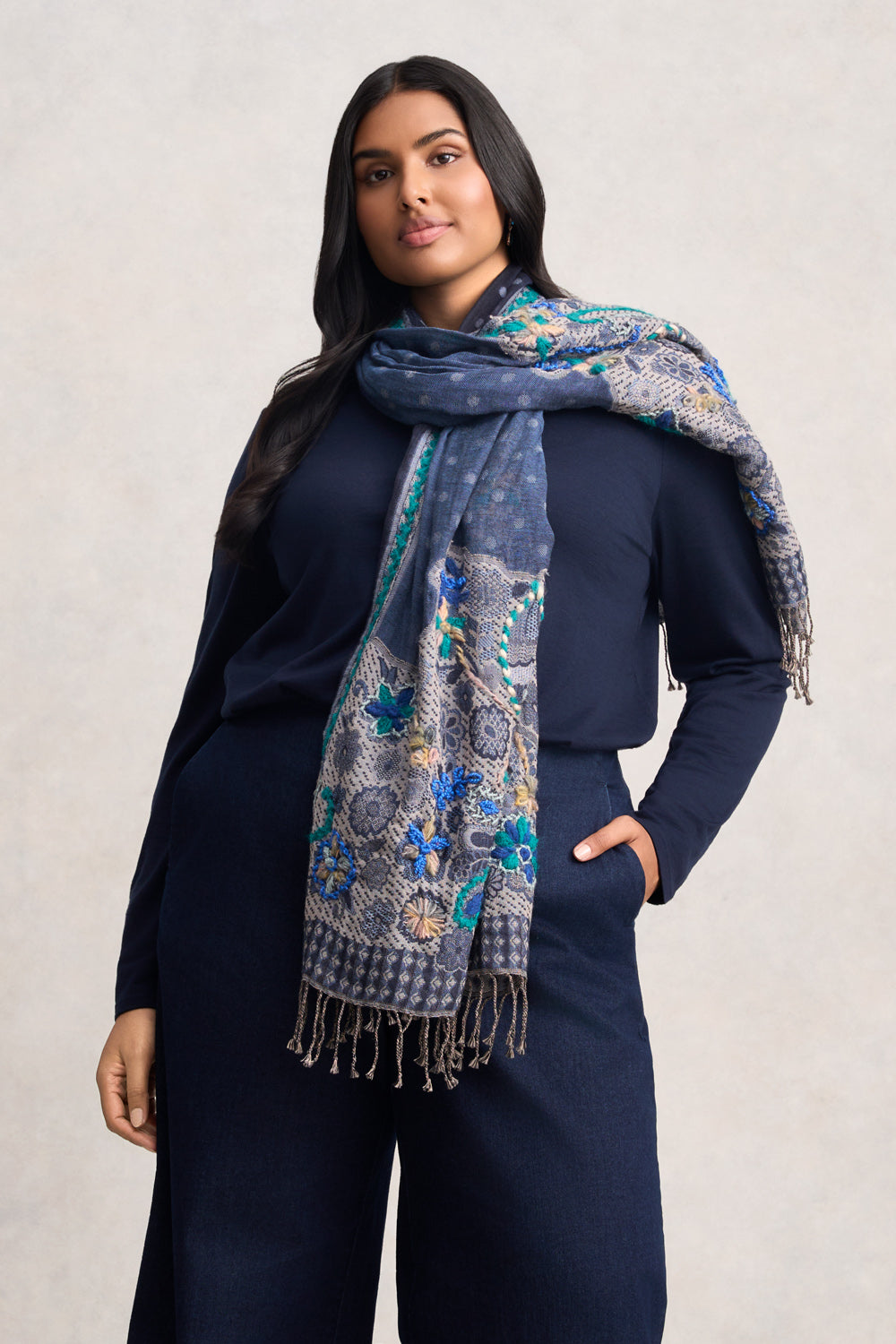 Stylish Embellished Blanket Scarf - Soft Multicolor Fashion Shawl for Women | Perfect for Fall Winter Outfits, Travel & Cozy Layering