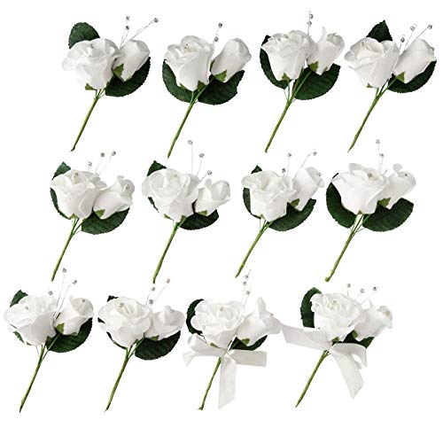 Premium 12-Pack Artificial Foam Rose Boutonnieres - 5