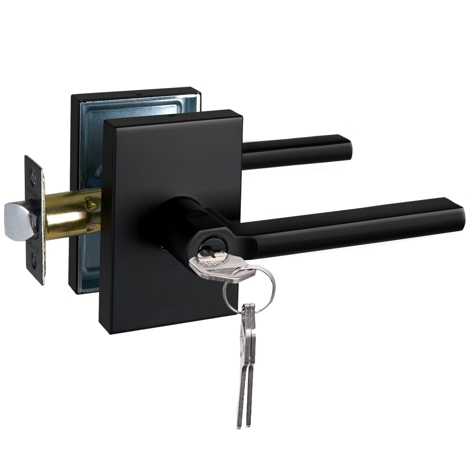Heavy Duty Keyed Entry Lever Lock for Exterior Door - Matte Black Finish - Secure Front Door Handle with Keyed Entry (1 Pack) | Perfect for Homes, Offices & Commercial Buildings - Weather Resistant & Durable Door Lock Solution
