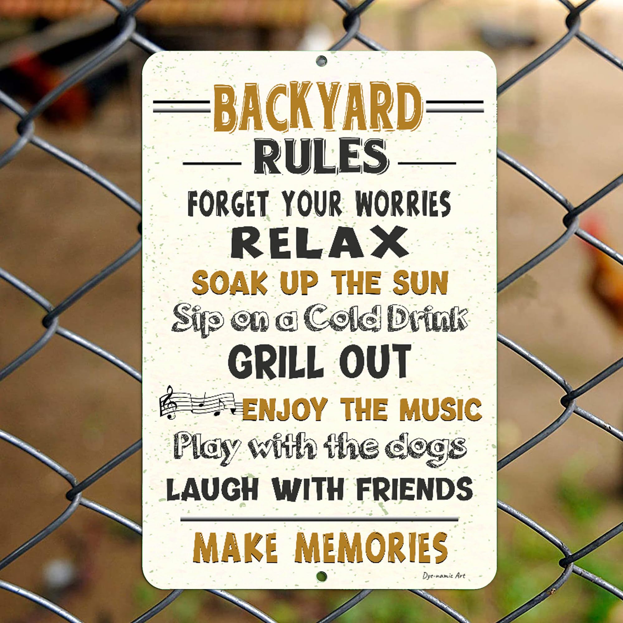 Funny Backyard Rules Metal Sign - Lightweight Aluminum Outdoor Decor for BBQ, Patio, Deck & Garden - Rustic 8x12 Wall Art Sign - Perfect for Outdoor Parties, Man Cave & Backyard Themed Decorations