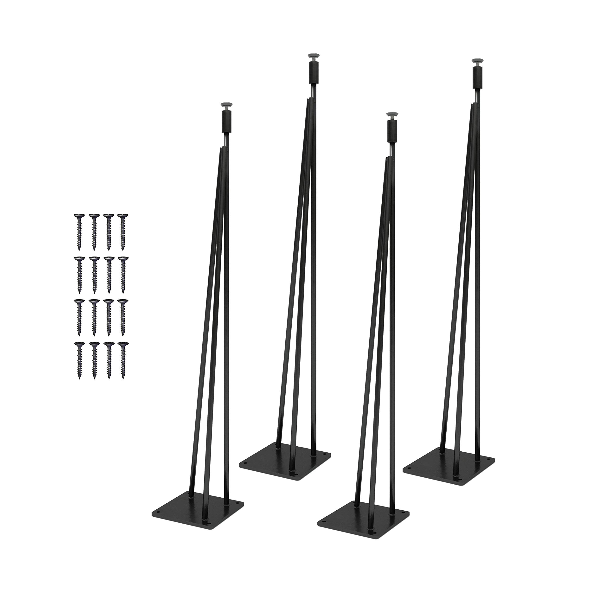 Industrial Metal Hairpin Table Legs Set of 4 - Adjustable Height 16