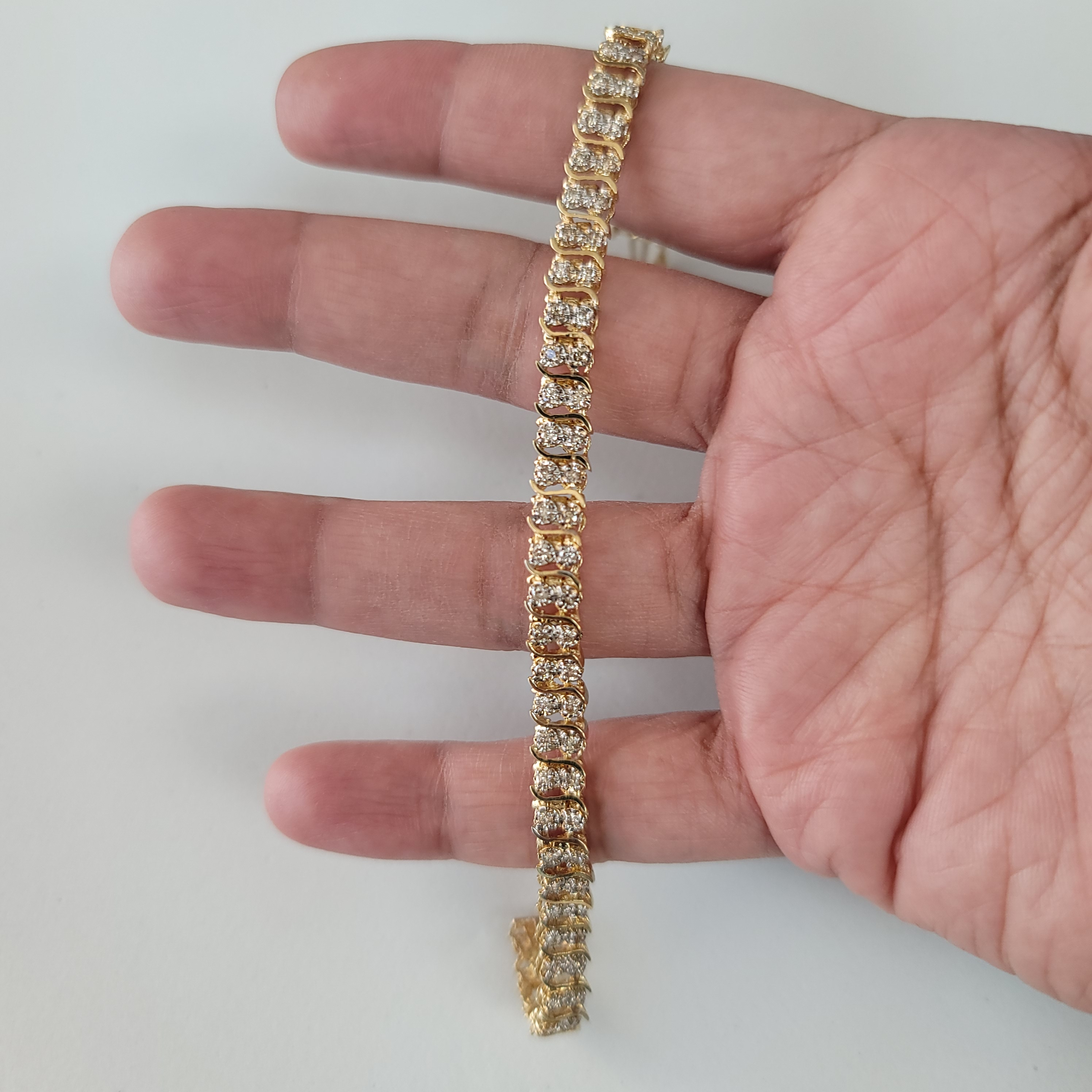 2 CT Double Row S-Shaped Diamond Tennis Bracelet in 14K Yellow Gold - Perfect for Weddings, Parties & Everyday Elegance