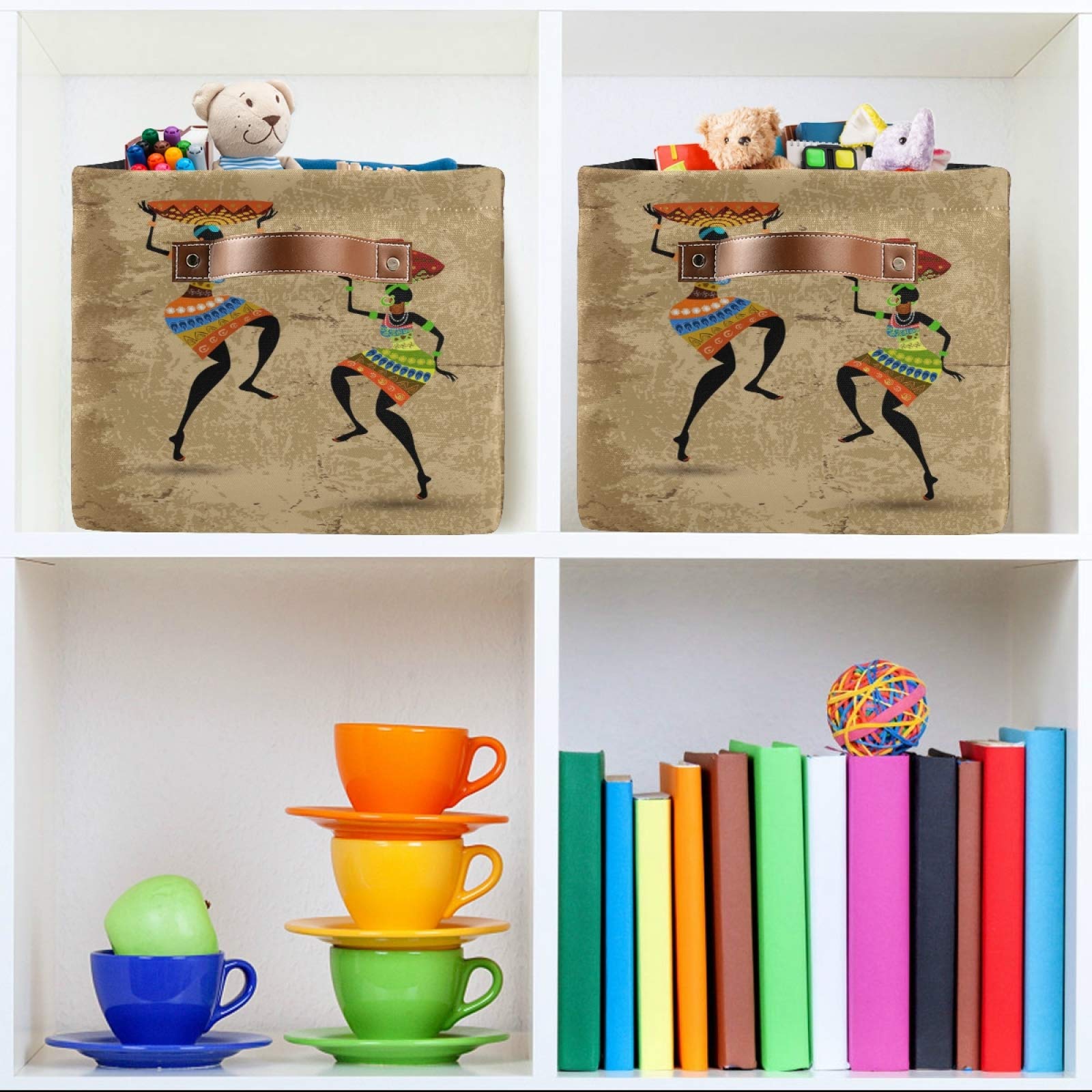 ALAZA Foldable Storage Bins - Tribal Ethnic African Pattern Storage Boxes for Closet, Shelf, Bedroom, Nursery | Organize Toys, Books & More | Space-Saving Home Decor Solution