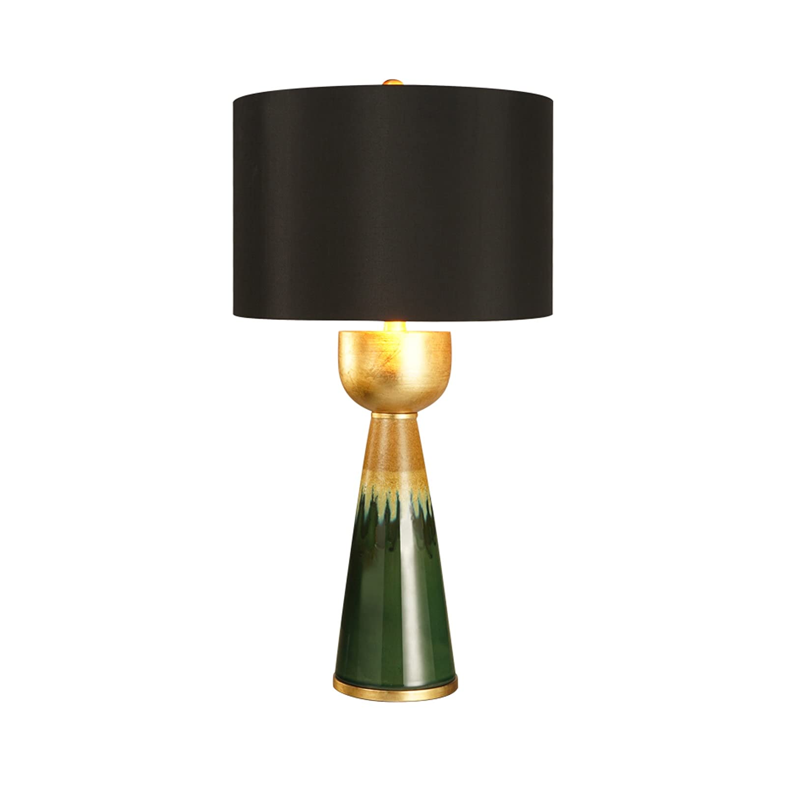 Modern Green Ceramic Table Lamp with Fabric Shade - 30.7