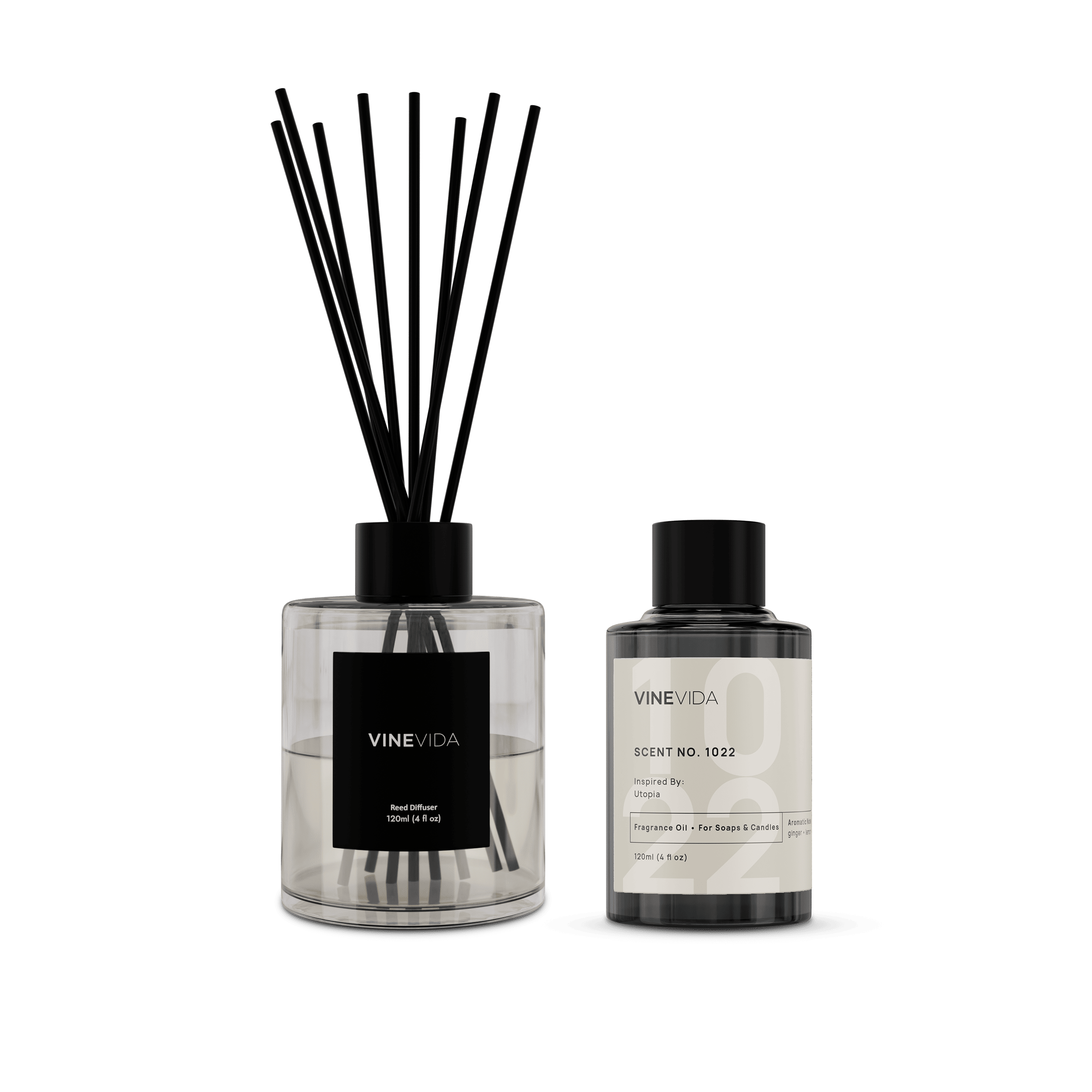 NO. 1022 Reed Diffuser - Utopia Scent by Aroma360 | Premium Home Fragrance Oil Set for Living Room, Bedroom & Office