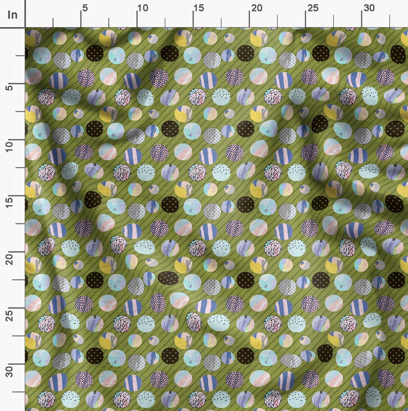 Soimoi Cotton Voile Green Fabric by The Yard - 56 Inch Wide Diagonal Stripe & Cookies Print Textile - Modern Chic Patterns for DIY Sewing, Quilting, Dressmaking & Home Decor Projects