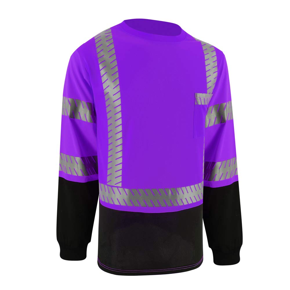 ANSI Class 3 High Visibility Safety Shirts with Reflective Strips - Black Construction Work Shirts for Men | Ideal for Road Work, Night Construction & Emergency Response Teams