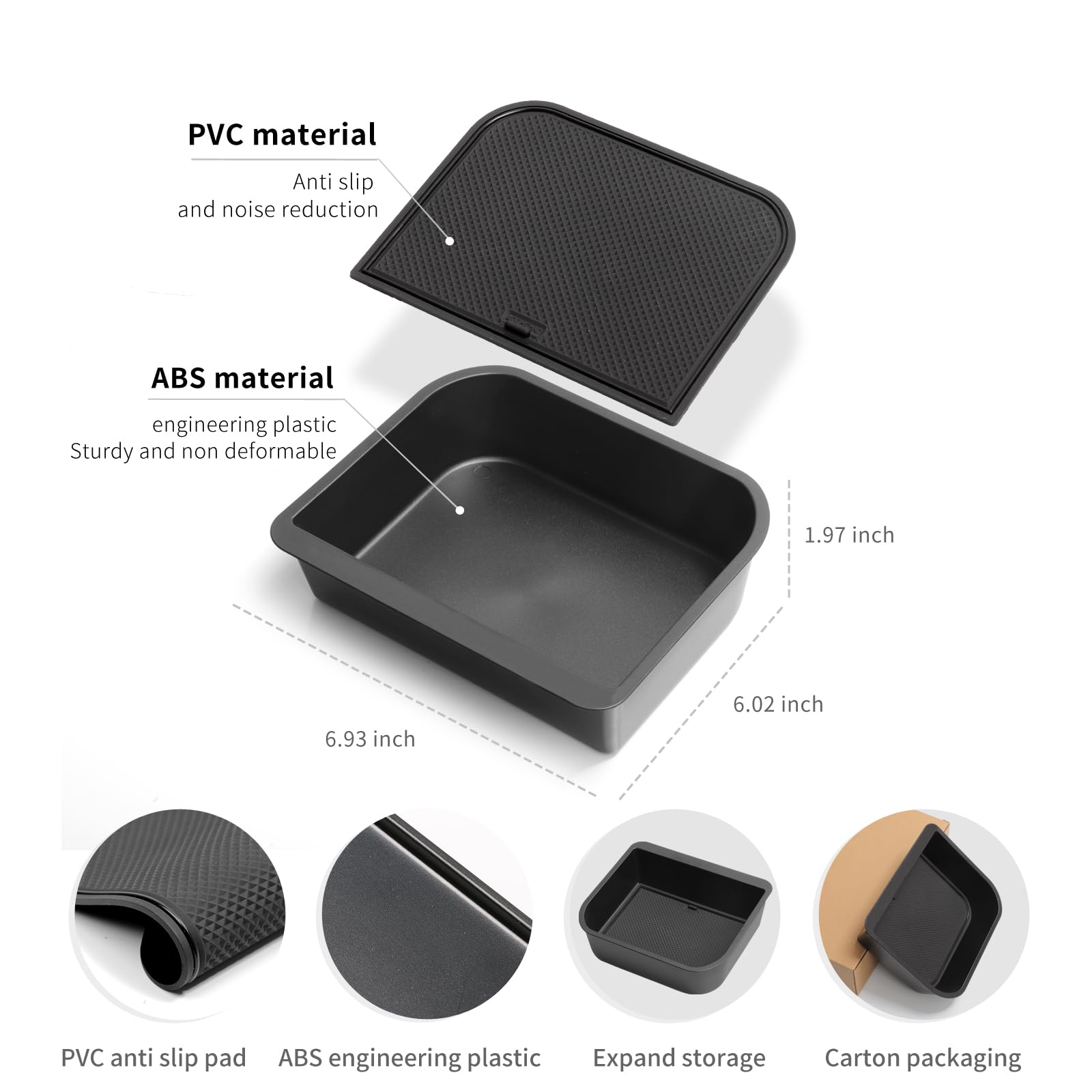 Smabee ABS Center Console Cool Box Organizer Tray for 2024-2025 Toyota Land Cruiser Prado 250 & Lexus GX 550 - Armrest Storage Accessory (Black) | Perfect for Road Trips, Camping & Daily Commute