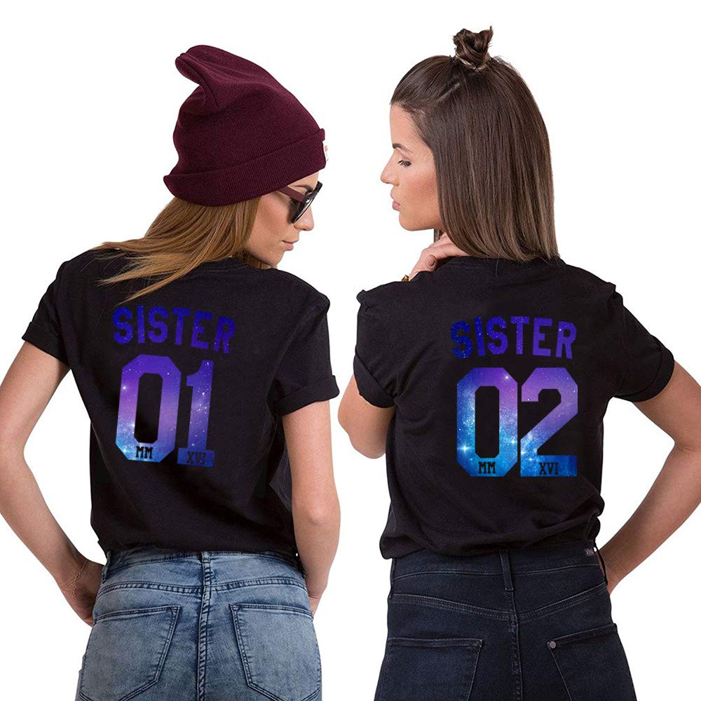 Best Friends Matching T-Shirts for Women - Soul Couple BFF Shirts for Teen Girls, Sisters 01 & 02 - Cute Friendship Gifts for Birthday, Christmas | Perfect for Twin Day, Girls Trips, Sister Bonding