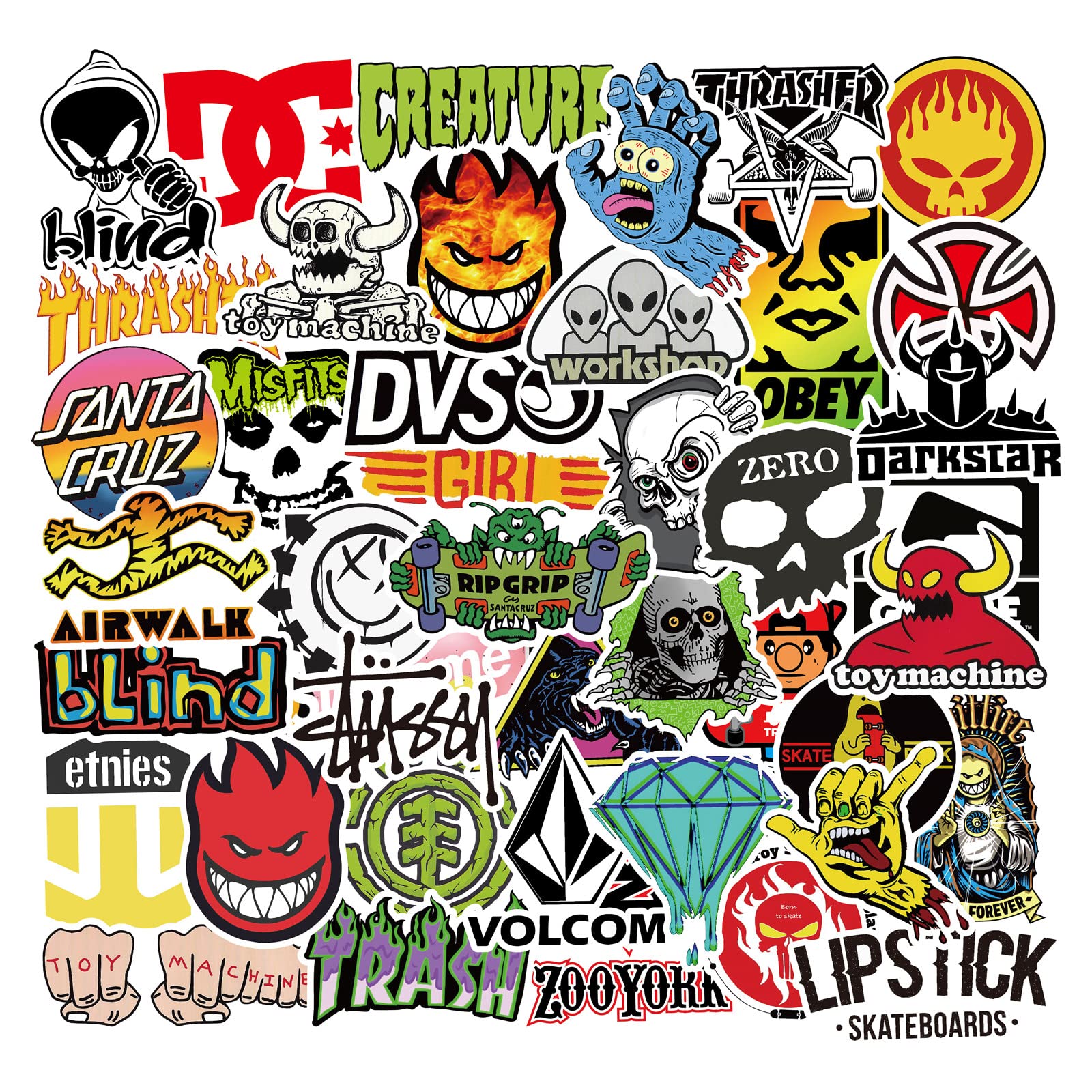 100 Pcs Cool Skateboard Stickers - Waterproof Vinyl Decals for Hydroflask, Laptop & Luggage - Trendy Aesthetic Pack for Girls & Teens