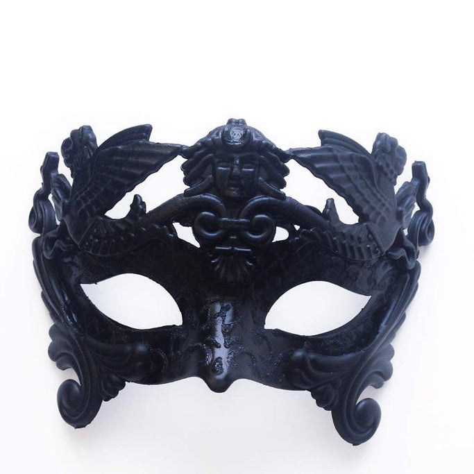 Kids Roman Gladiator Mask - Black Costume Accessory for Halloween, Cosplay & Historical Reenactment