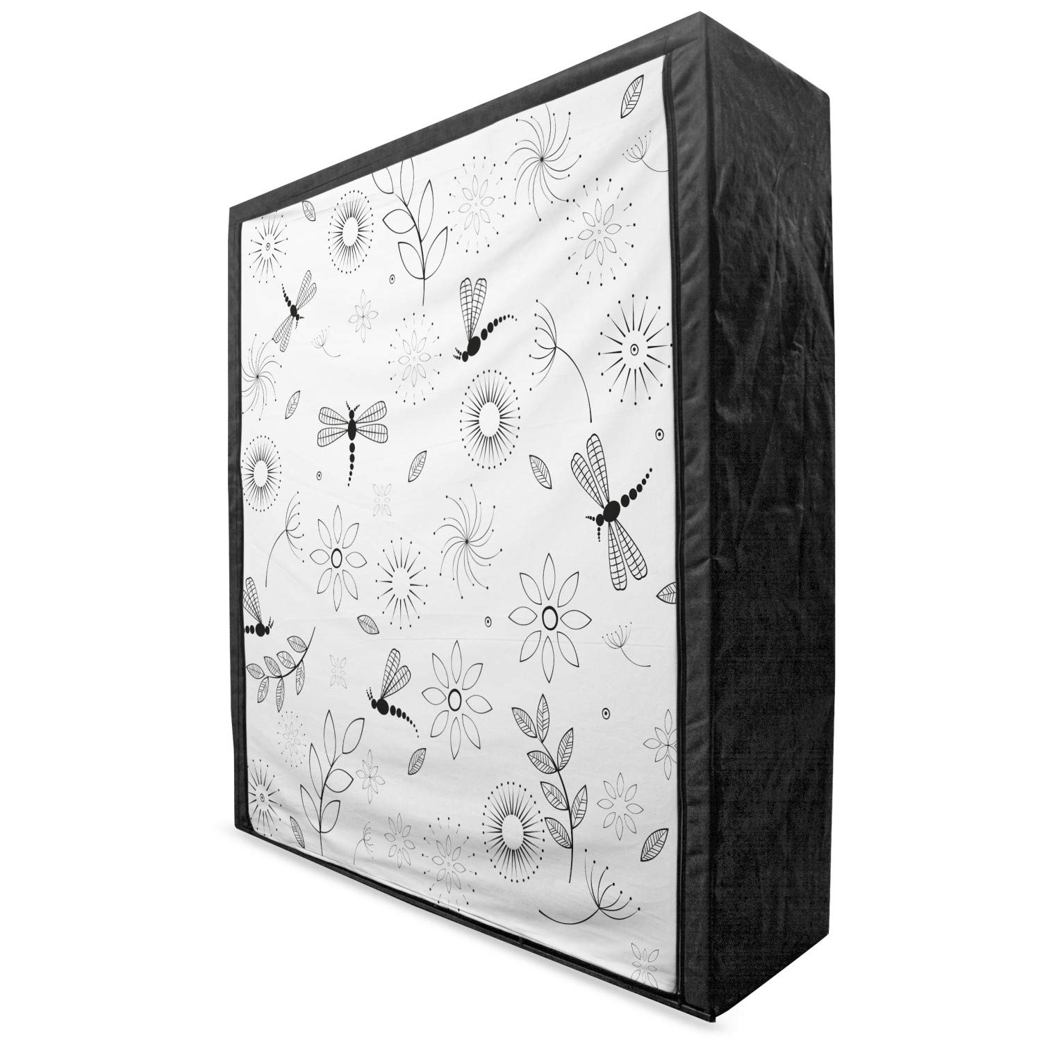 Ambesonne Dragonfly Portable Fabric Wardrobe - Bohemian Inspired Butterfly & Floral Design with Dandelion Print, 59