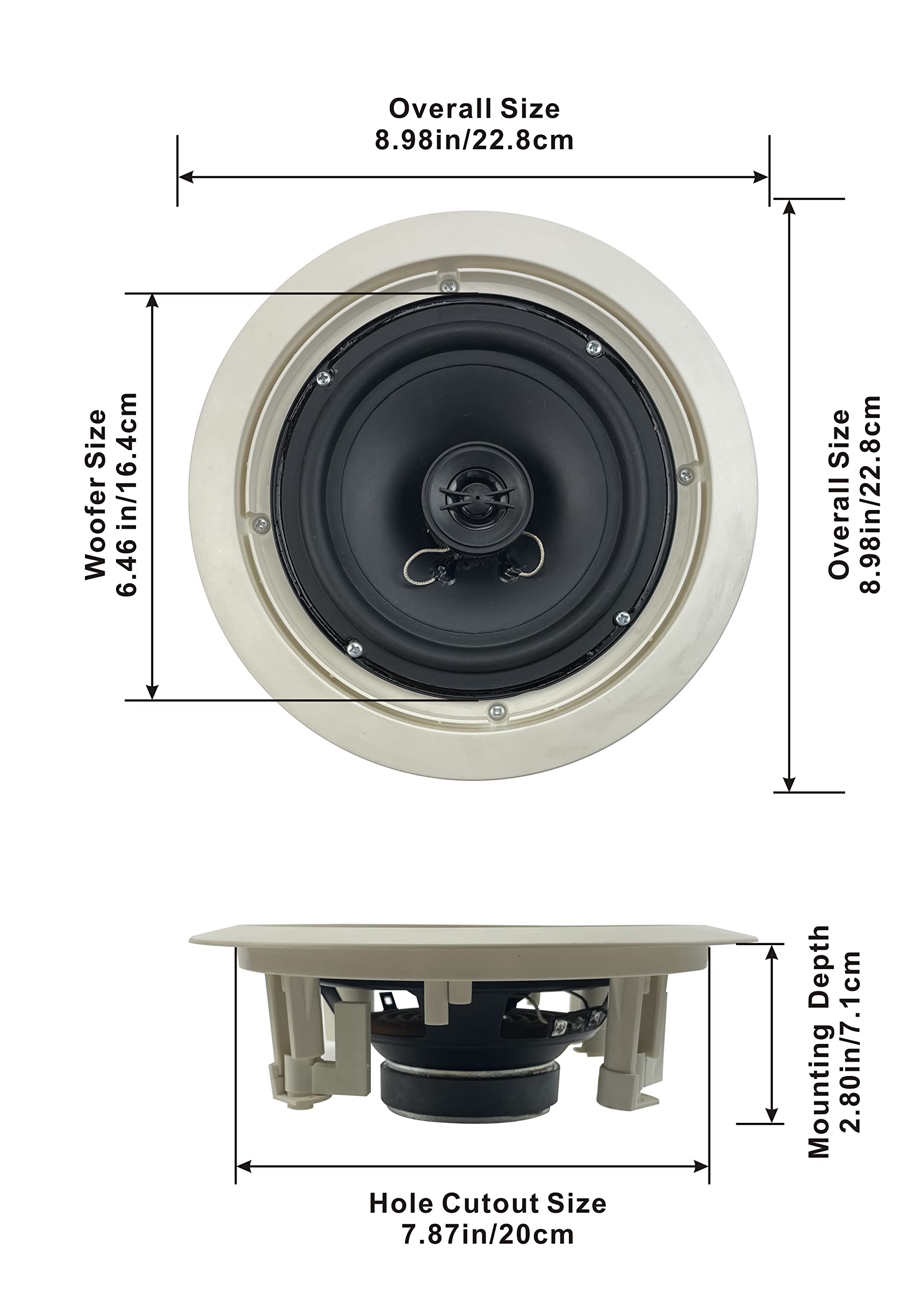 Acoustic Audio HTI6c Flush Mount In-Ceiling Speakers with 6.5