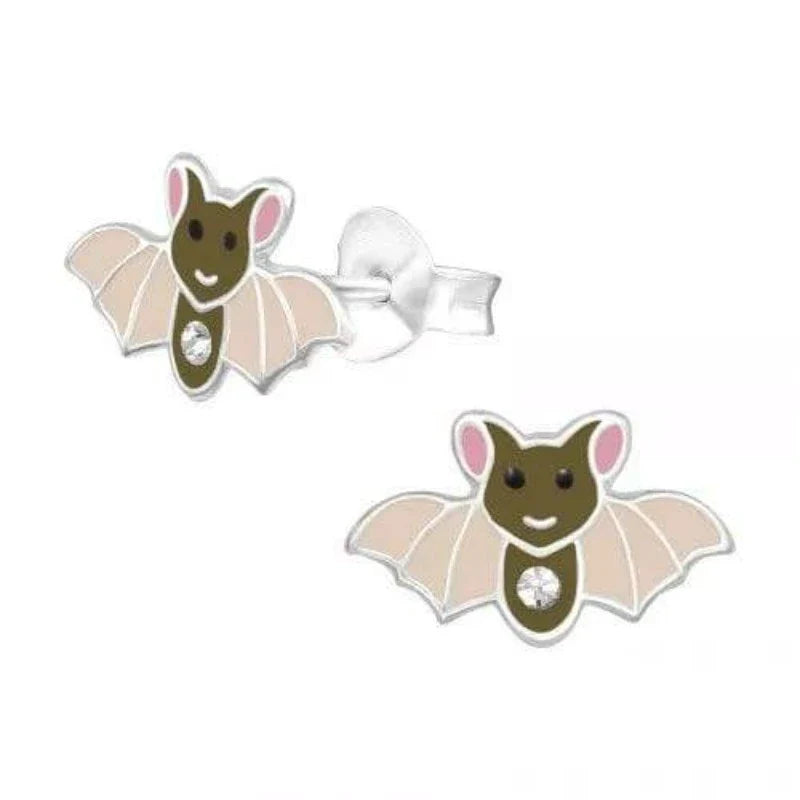 Sterling Silver Bat Stud Earrings for Kids - Cute Halloween Jewelry Gift for Girls & Boys - Perfect for Costumes, Parties & Everyday Wear