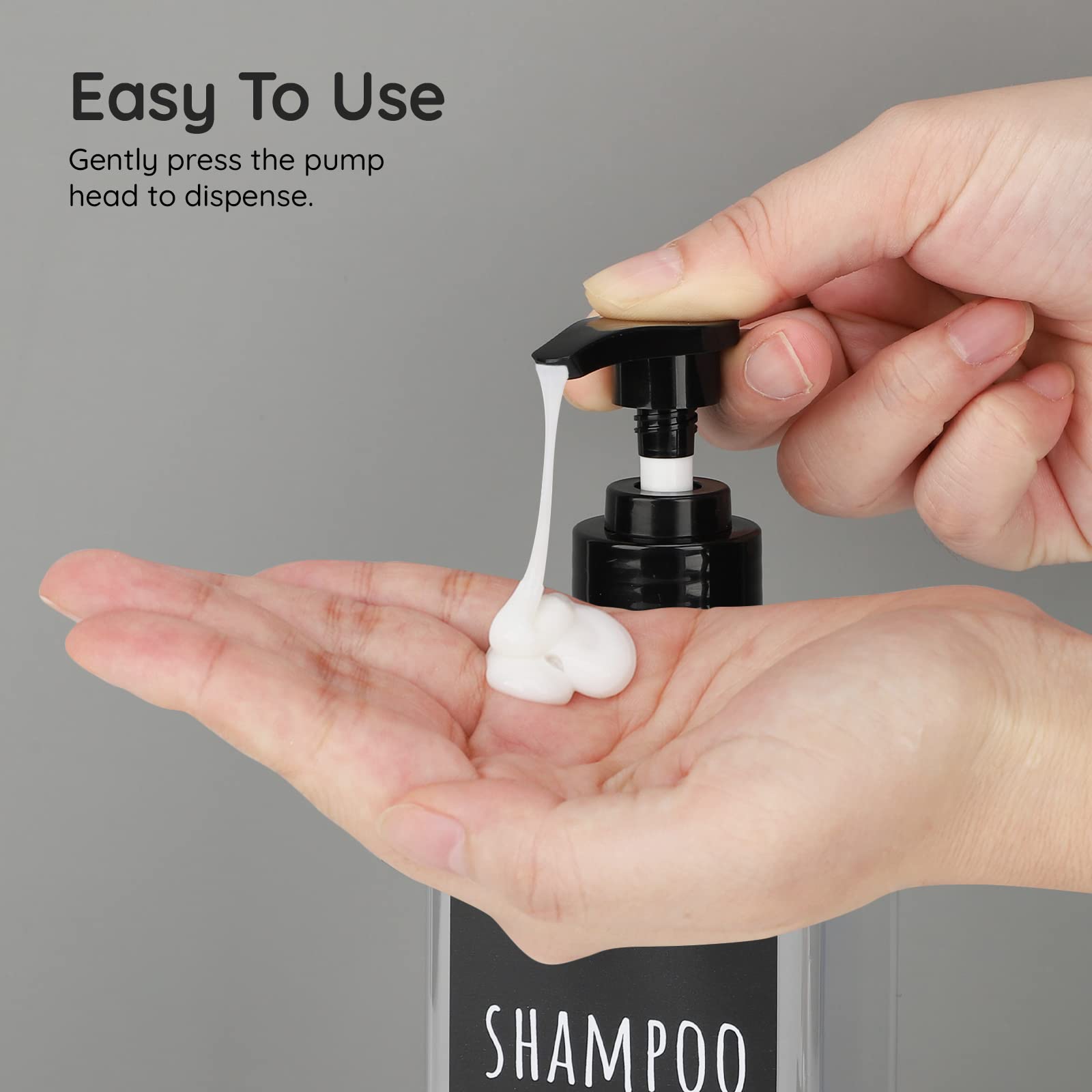 Segbeauty 16.9oz Empty Refillable Shampoo Bottles (3-Pack) - 500ml Plastic Pump Dispenser with Labels - Reusable Lotion Containers for Bathroom, Hotel & Travel - Perfect for Liquid Soap, Body Wash, Hand Soap & Conditioner Storage