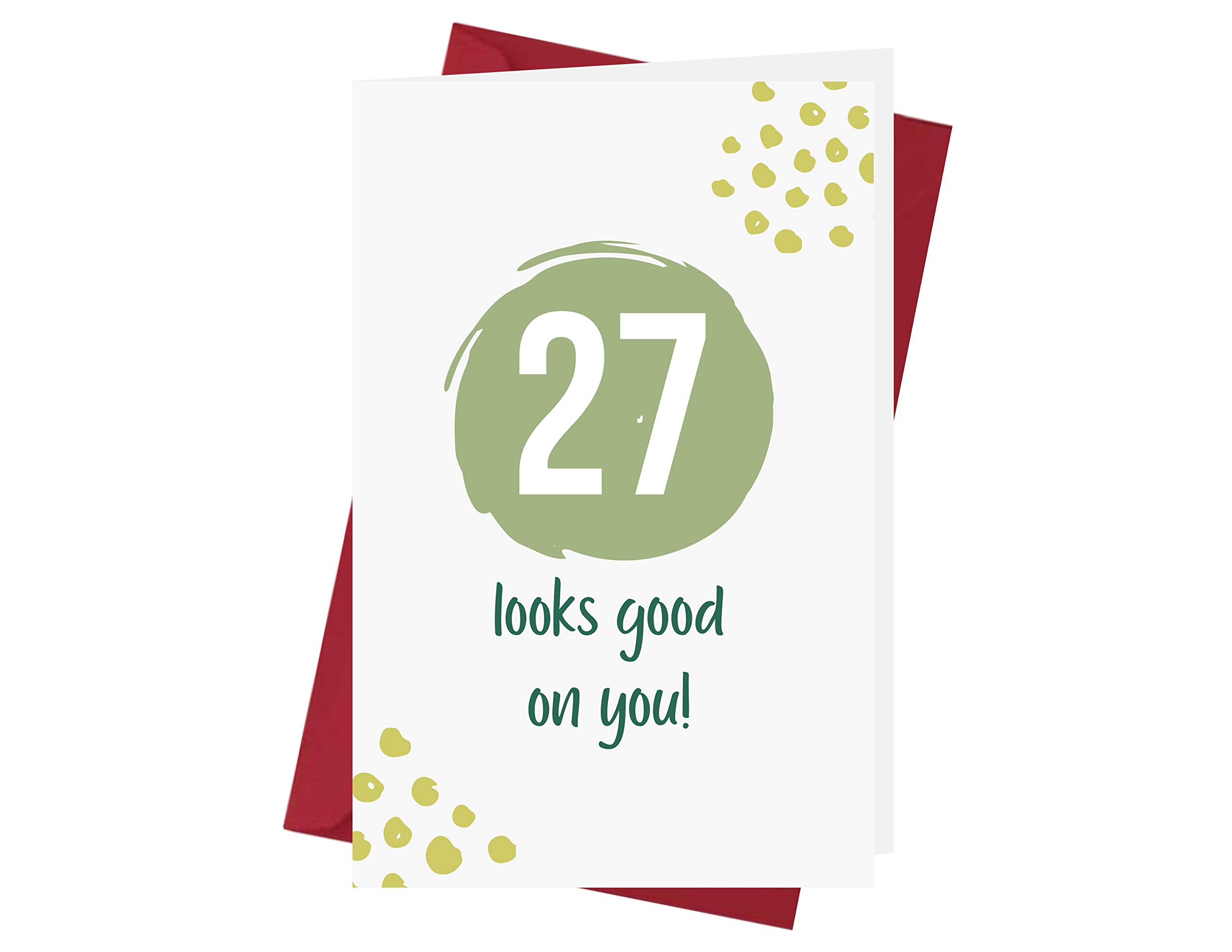 Funny 27th Birthday Card with Red Envelope - Perfect for Anniversaries & Celebrations