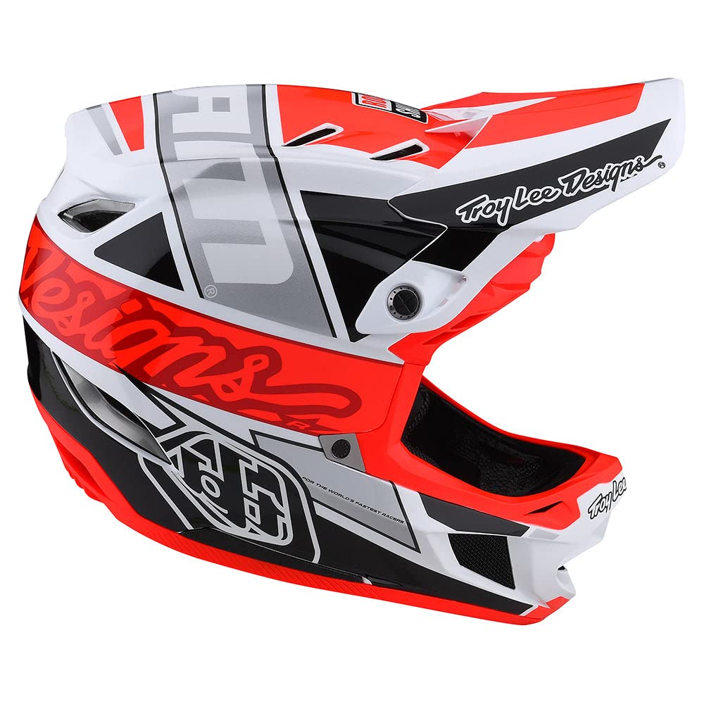 Troy Lee Designs D4 Composite Full Face Mountain Bike Helmet - Lightweight MIPS EPP EPS Protection for Downhill DH BMX MTB Racing - Max Ventilation - Adult Unisex (Team Sram White/Glo Red, XX-Large) - Perfect for Trail Riding, Enduro & Extreme Mountain Biking Adventures