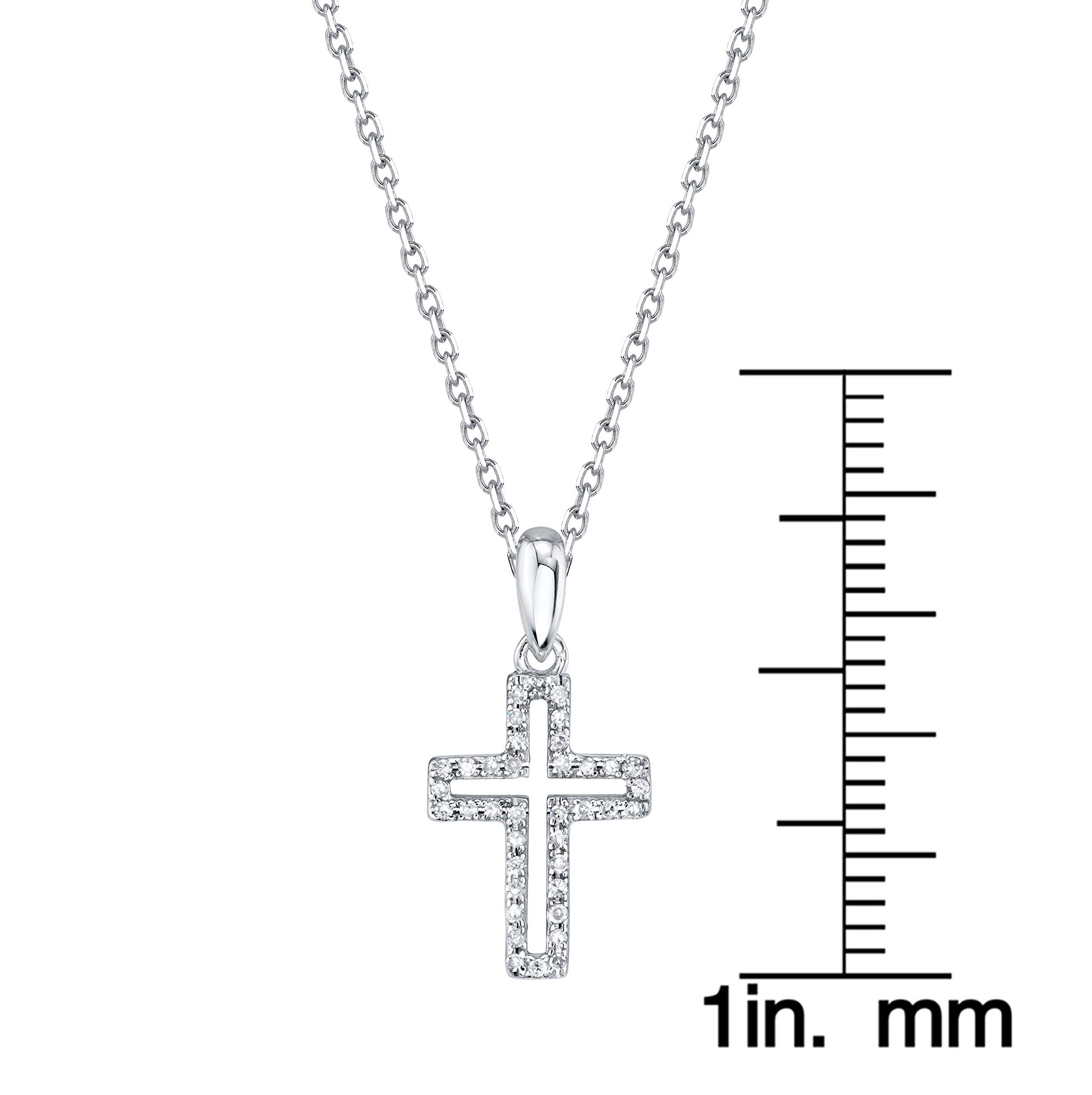 SERAFINA Diamond Charm Pendant Necklace - 925 Sterling Silver Personalized Name Necklace with Natural Diamonds - 16