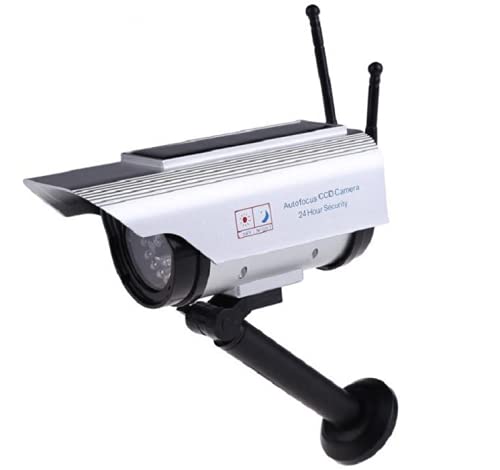 Mxzzand Solar Powered Fake Security Camera Outdoor - Dummy Surveillance Camera with Installation Kit - Ideal for Home, Office, and Warehouse Security