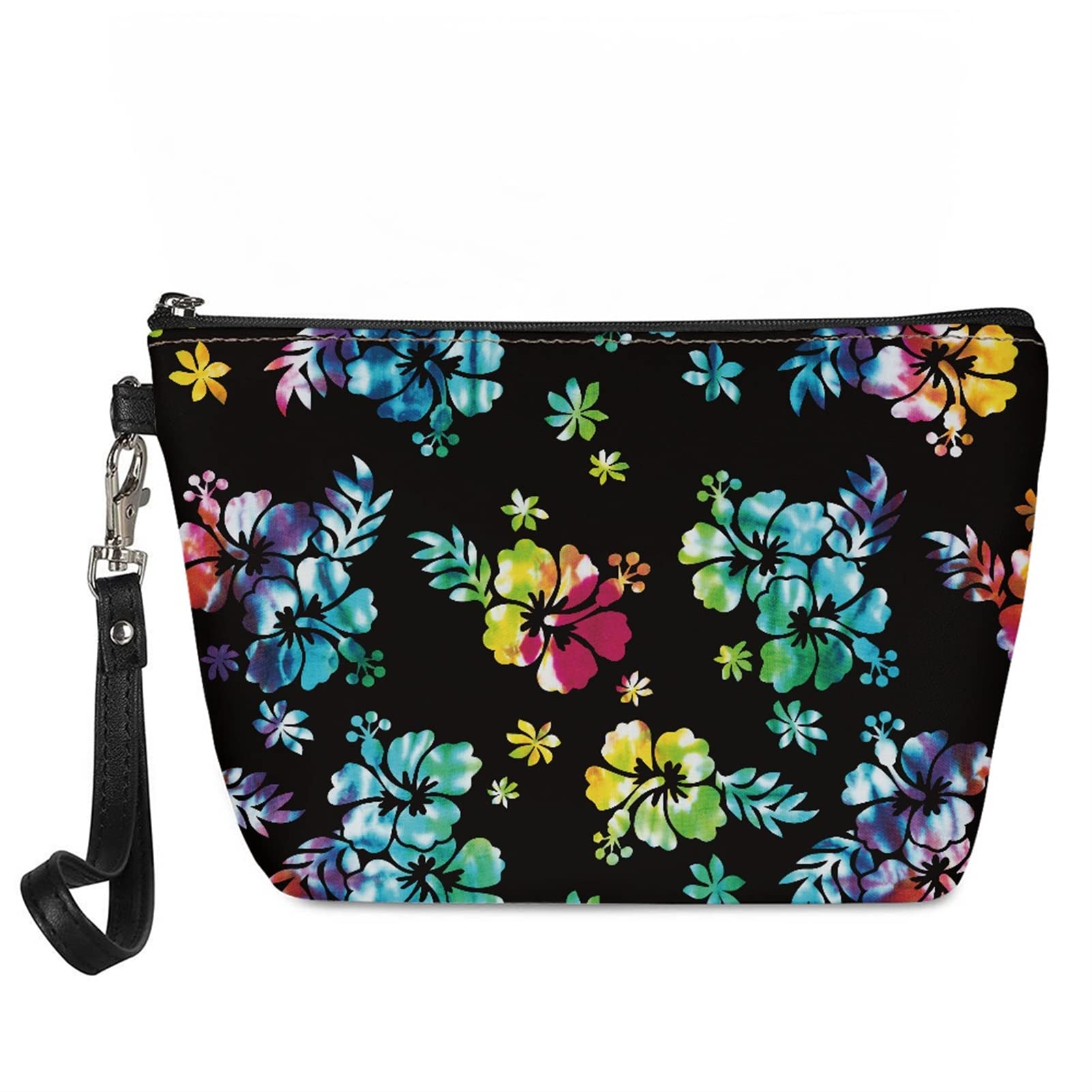 ZPINXIGN Tie Dye Small Makeup Bag - Waterproof PU Leather Toiletry Case for Women | Gym, Travel & Casual Cosmetic Storage Pouch | Perfect Gift for Girls | Hibiscus Print Design | Use for Daily Essentials, Vacation & Workout Accessories