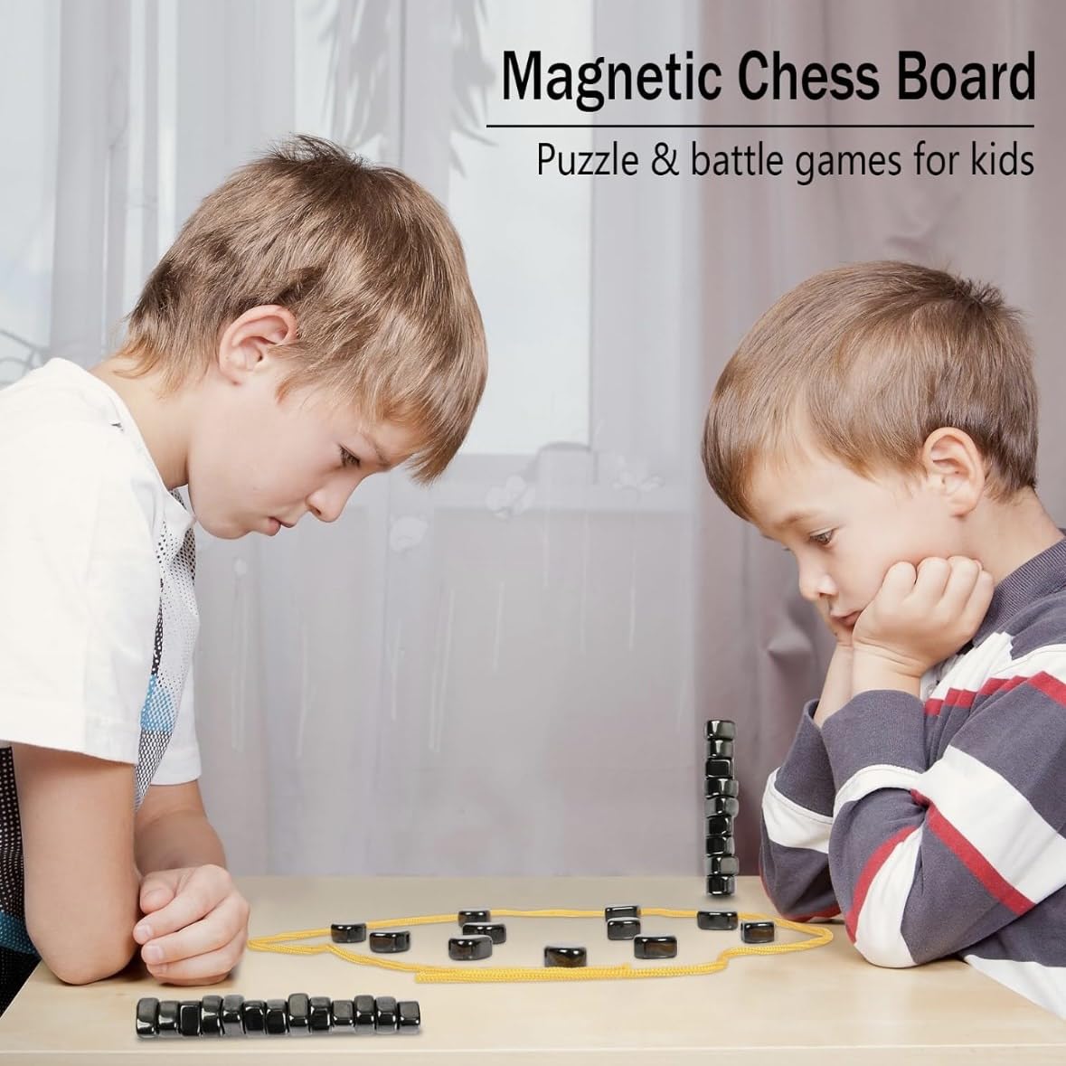 Magnetic Chess Game Set with 20 Magnetic Balls - 2-4 Player Strategy Board Game for Kids Ages 8-12 & Adults - Fun Family Game Night Activity for Indoor Parties & Travel