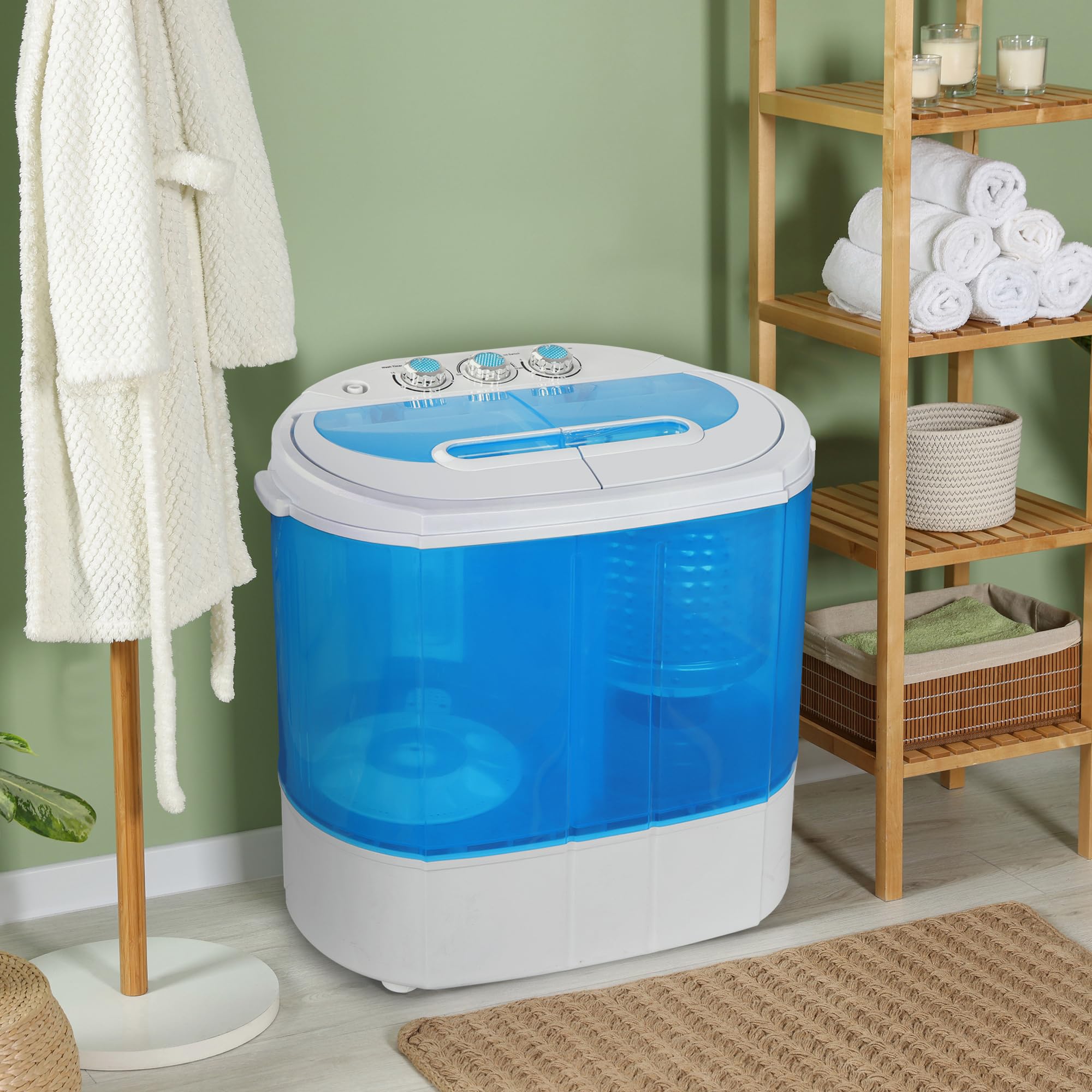 ZenStyle Portable Twin Tub Washing Machine - 9.9 LB Capacity Compact Top Load Washer & Spinner with 6.57 FT Inlet Hose - Perfect for Apartments, RVs, Camping & Small Spaces