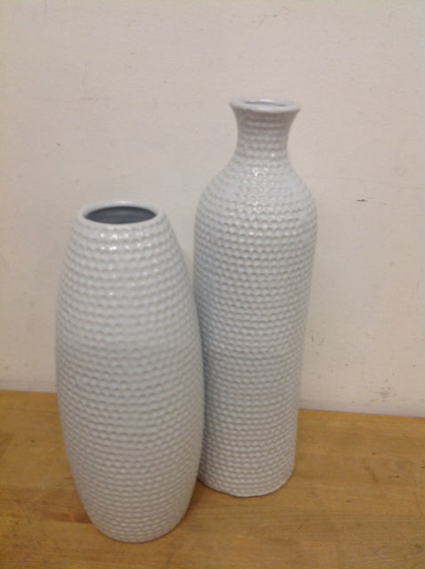 White Ceramic Vases Set of 2 - Elegant Home Decor for Living Room, Dining Table & Wedding Centerpieces