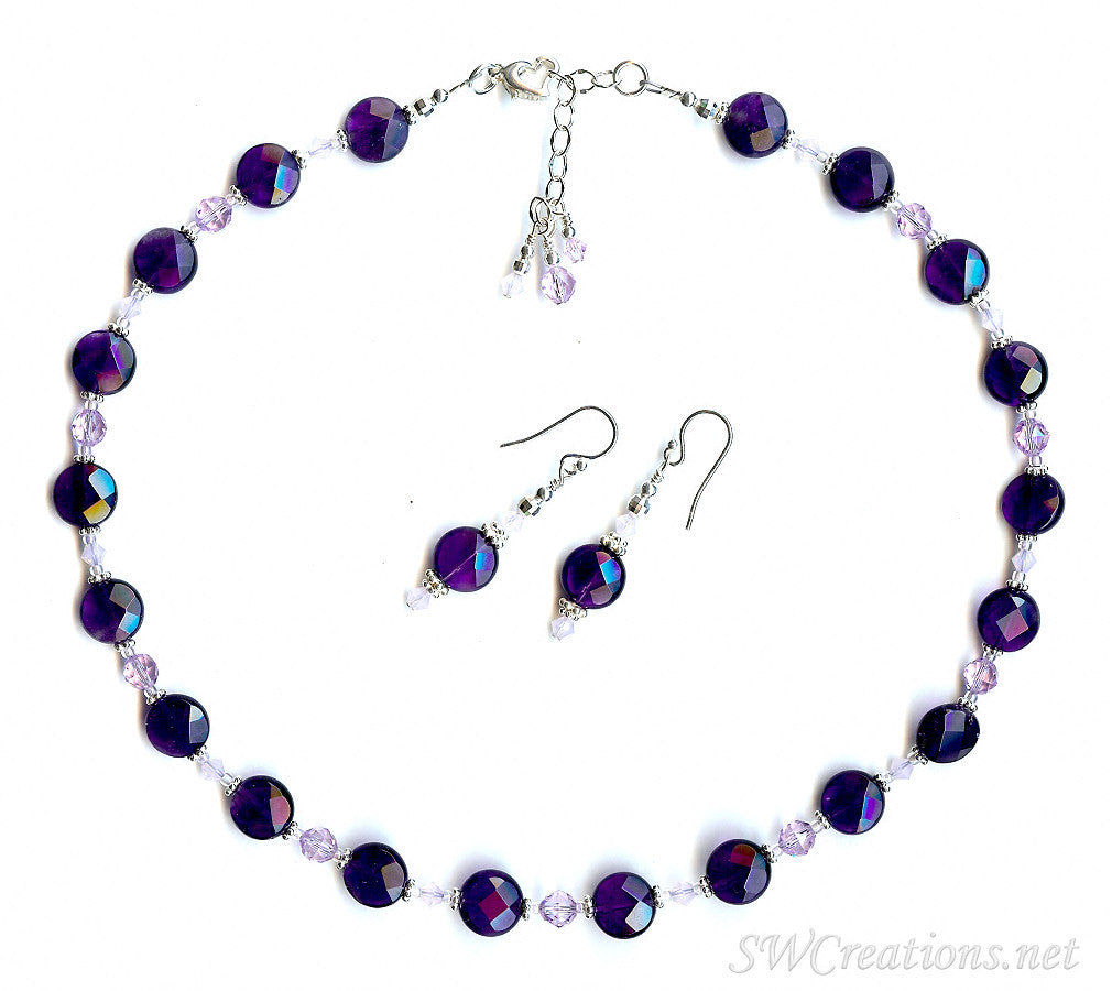 Violetta Amethyst Crystal Violet Opal Necklace Set - Elegant Jewelry for Women, Gift for Her, Perfect for Weddings, Parties & Special Occasions