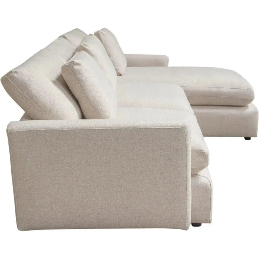 2-Piece Reversible Chaise Sectional Sofa in Cream - Modern L-Shaped Couch for Living Room, Lounge & Family Room - Soft Fabric Upholstery with Reversible Chaise Design