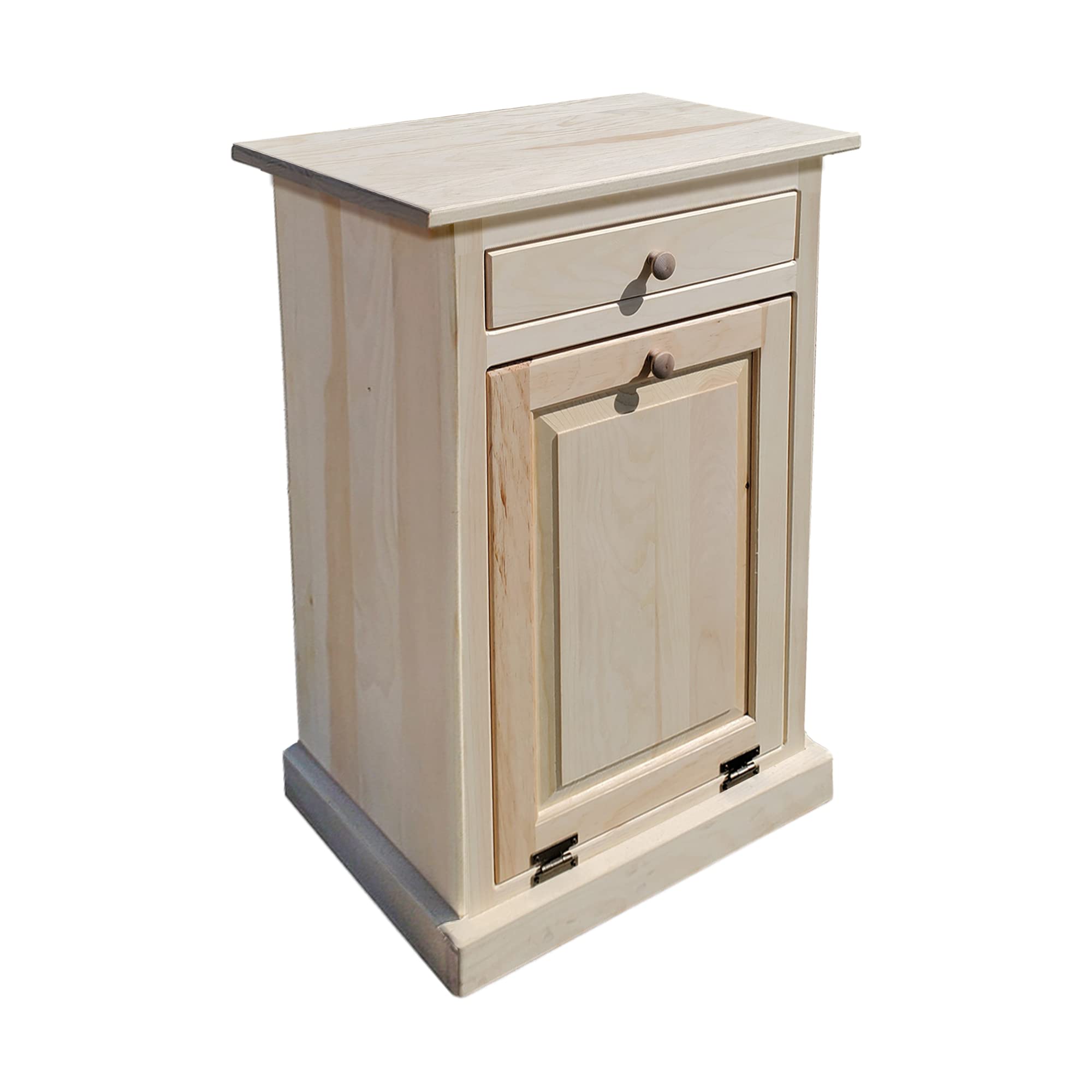 Handmade Wooden Tilt-Out Hideaway Cabinet Trash Can - Unfinished Natural Wood Bathroom, Office & Bedroom Waste Bin for Home Decor | Perfect for Small Spaces, Vanity Organization & Discreet Waste Disposal