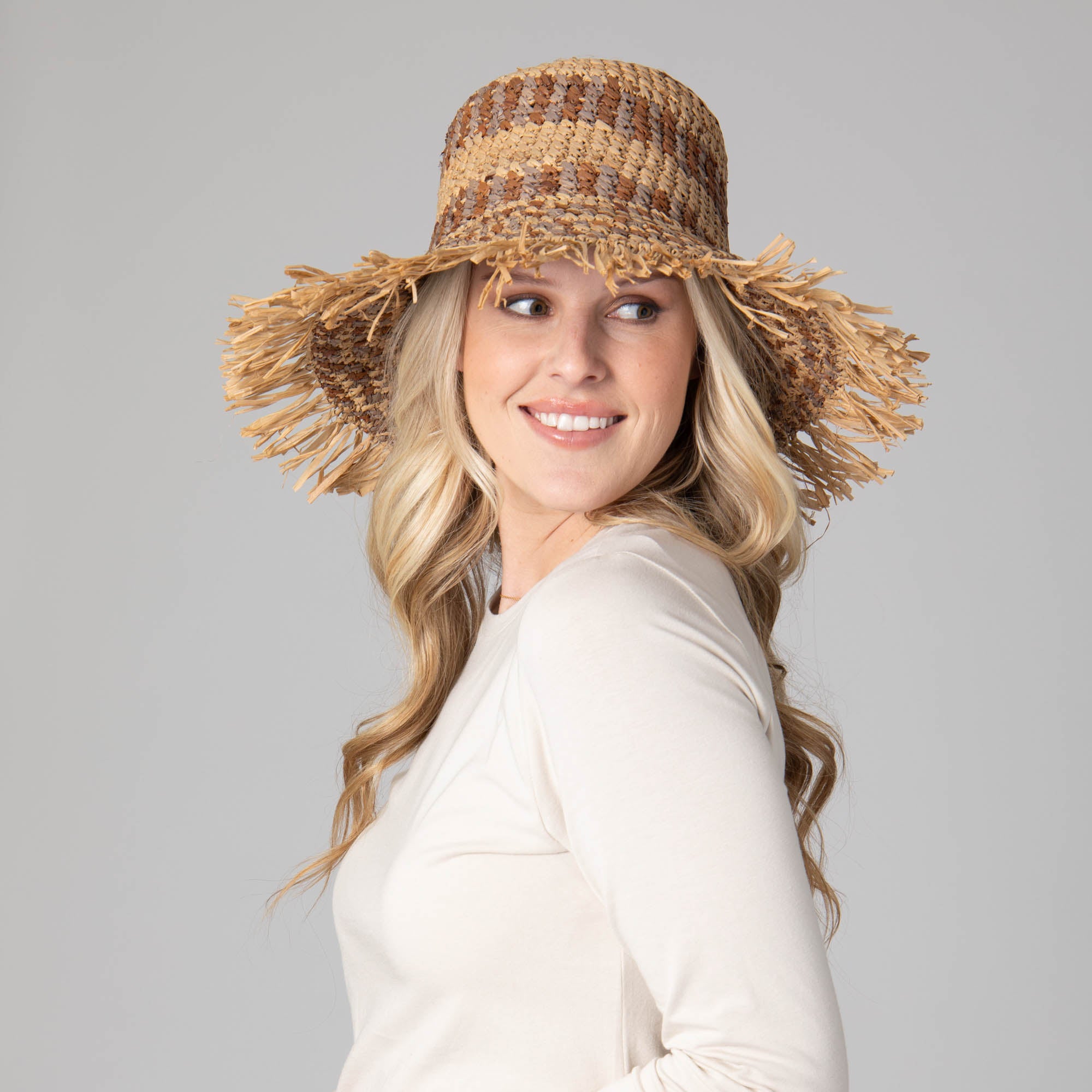 Waverly Women's Frayed Edge Bucket Hat - Stylish Sun Protection for Beach, Outdoor & Summer Activities