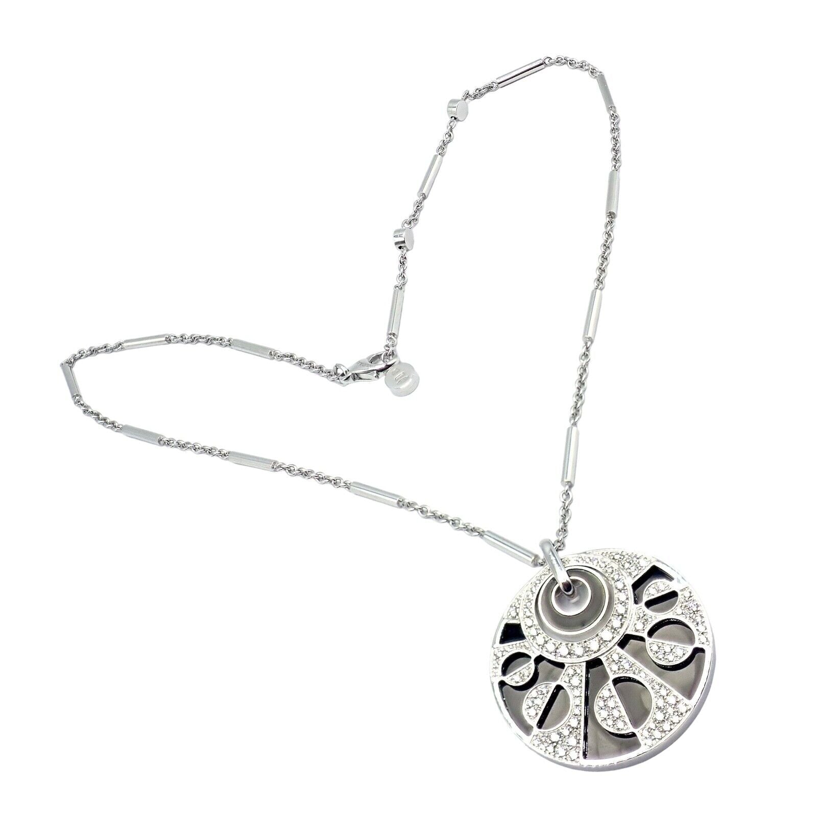 Authentic Bvlgari Bulgari Intarsio 18k White Gold 5 Carat Diamond Onyx Necklace - Luxury Jewelry for Women, Perfect for Gifts & Special Occasions