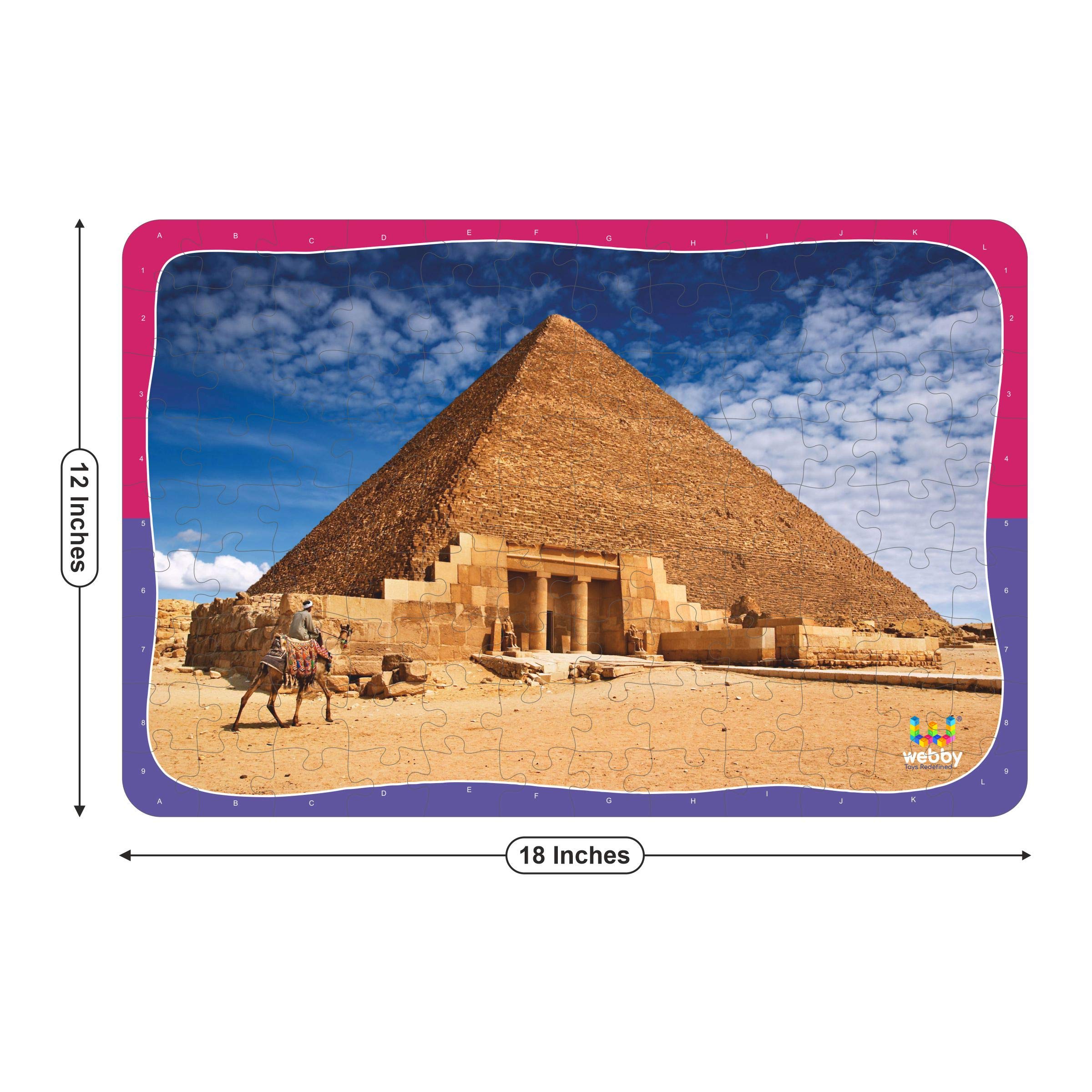 Webby Kid Pyramid of Giza Wooden Jigsaw Puzzle - 108 Piece Educational Toy for Kids | Ancient Egypt Learning Game & STEM Activity for Children