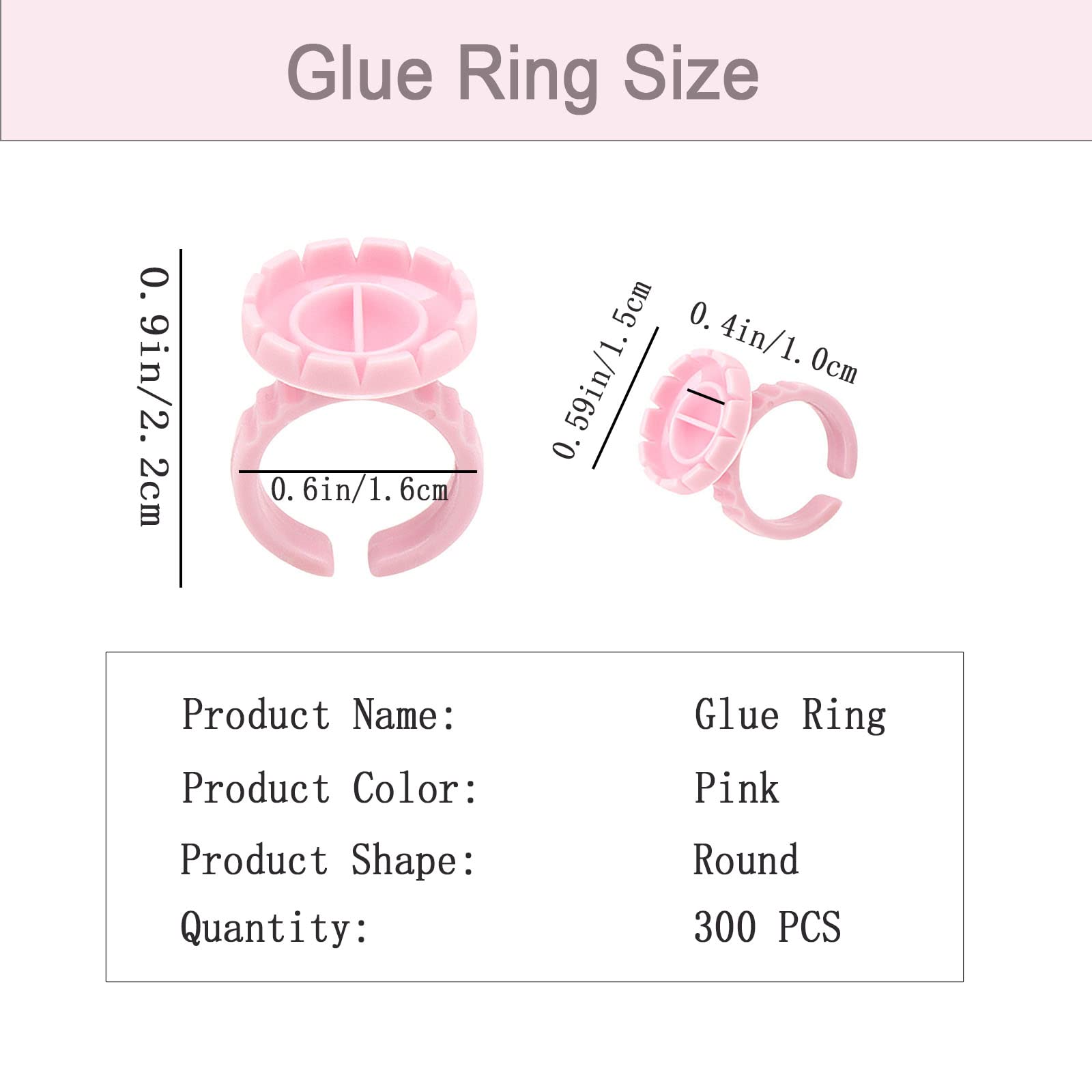 300PCS Disposable Eyelash Extension Glue Rings - Pink Lash Adhesive Holders for Professional & DIY False Eyelash Application - Perfect for Salon, Home Use & Beauty Enthusiasts