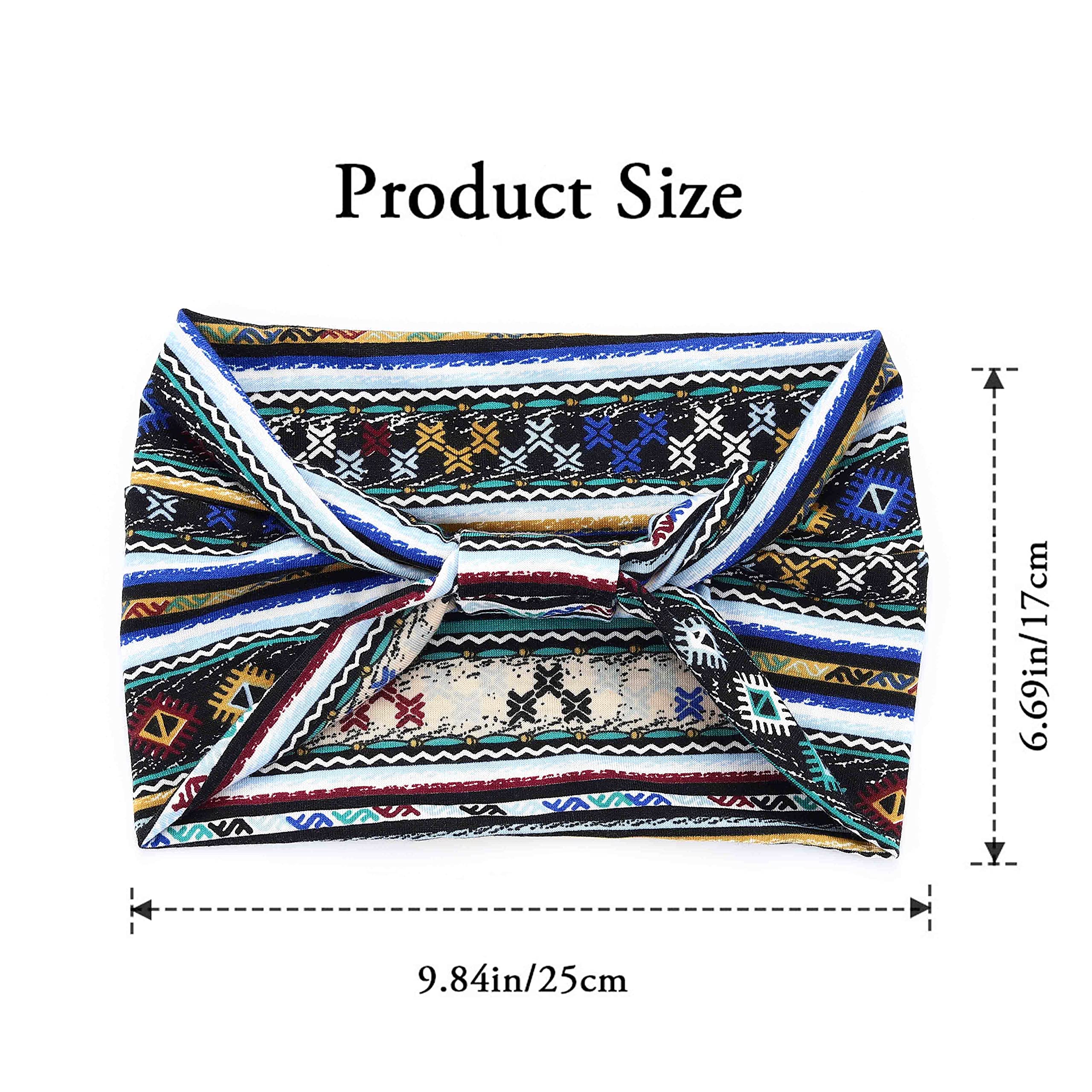 Boho Wide Headbands for Women - Stretch Knotted Turban & African Hairbands - Soft Elastic Motorcycle Hair Accessories (Pack of 3) - Perfect for Yoga, Workouts, and Everyday Fashion